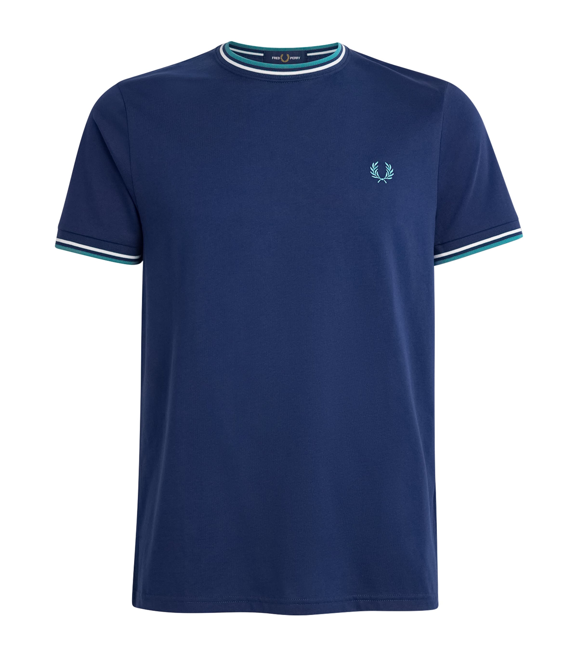 Fred Perry Mens Cotton Twin Tipped T-Shirt T Blue/whit/mint Image 1