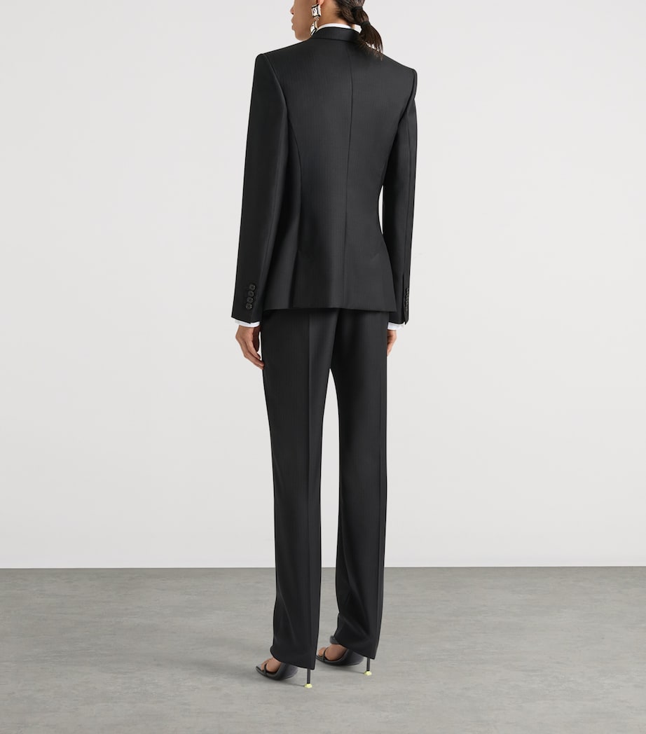 Givenchy Womens Wool Pinstripe Blazer Grey Mix Image 3