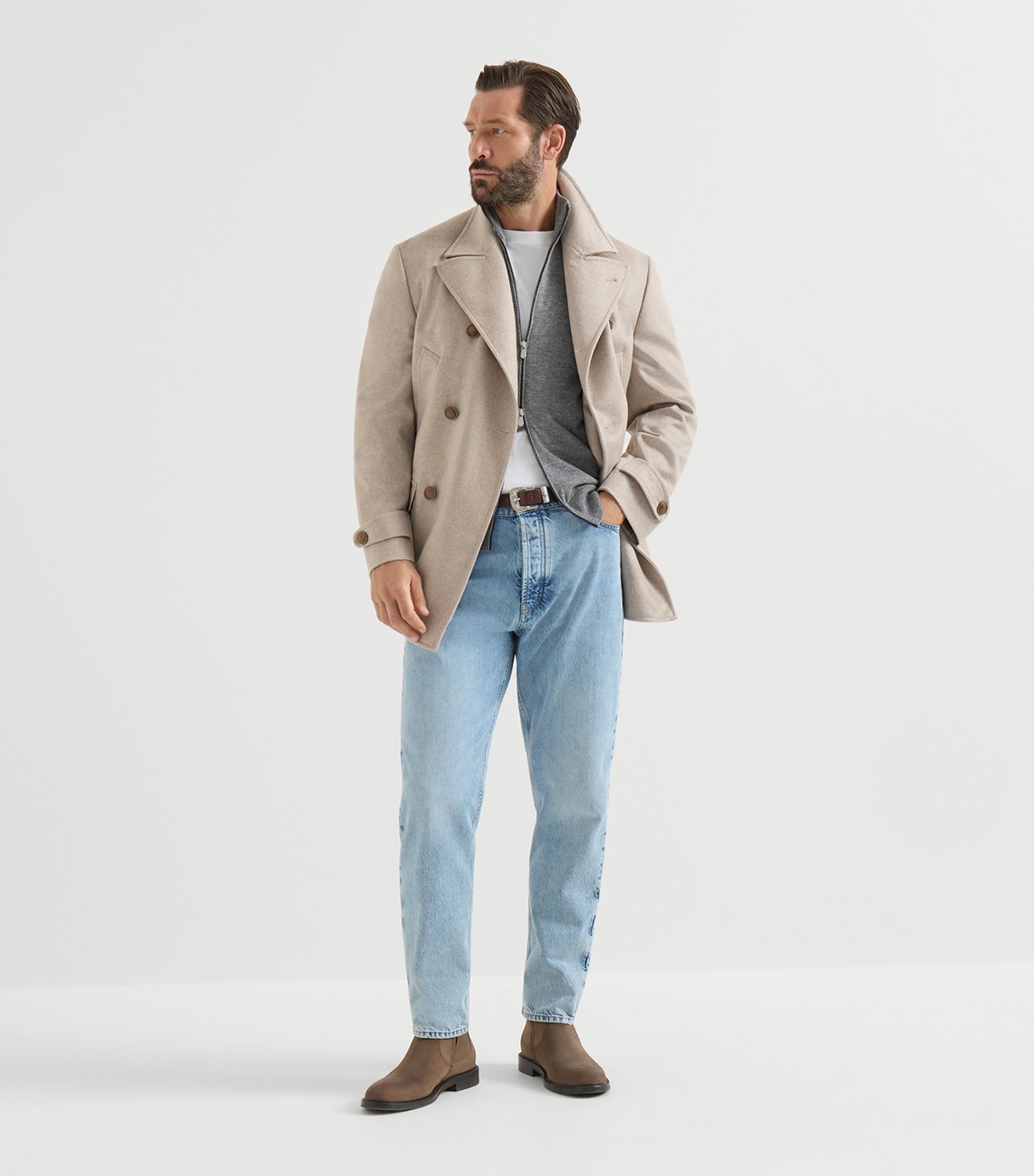 Brunello Cucinelli Mens Cashmere Two-Way Zip Cardigan Image 2