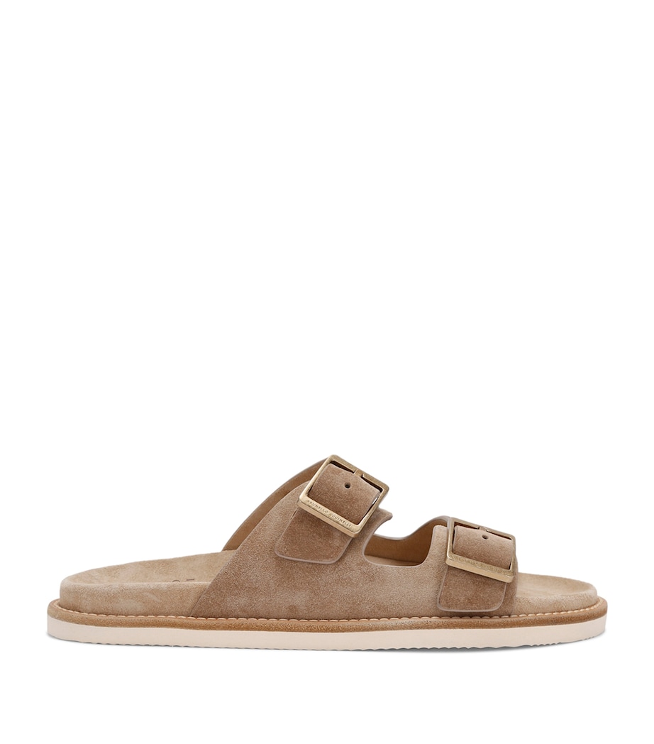 Brunello Cucinelli Suede Double-Strap Sandals Beige Comb Image 1
