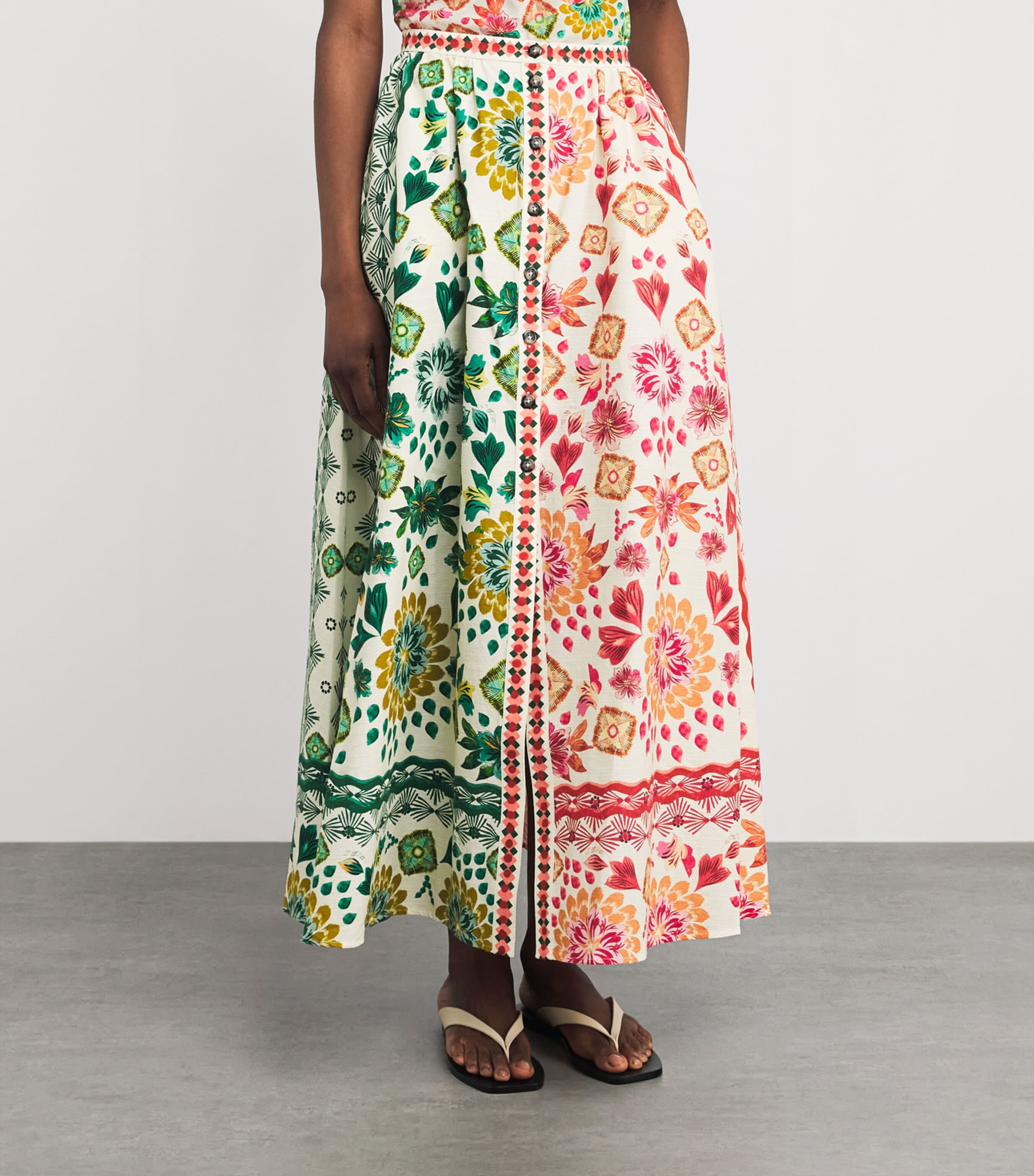 Saloni Womens Cotton Floral Judi B Maxi Skirt Sunrise Gm Plmt Image 4