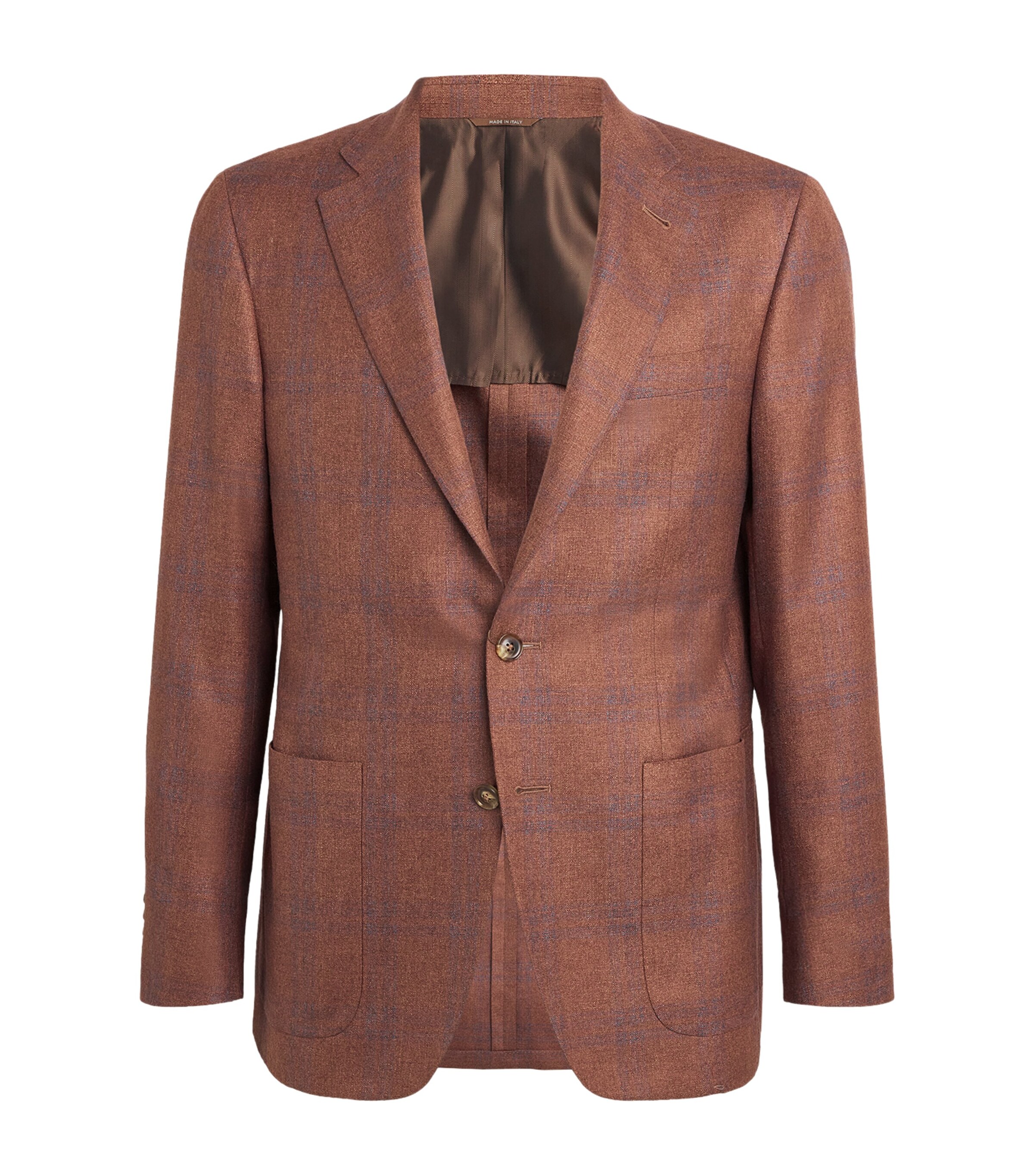 Canali Mens Silk-Cashmere Check Blazer Image 1