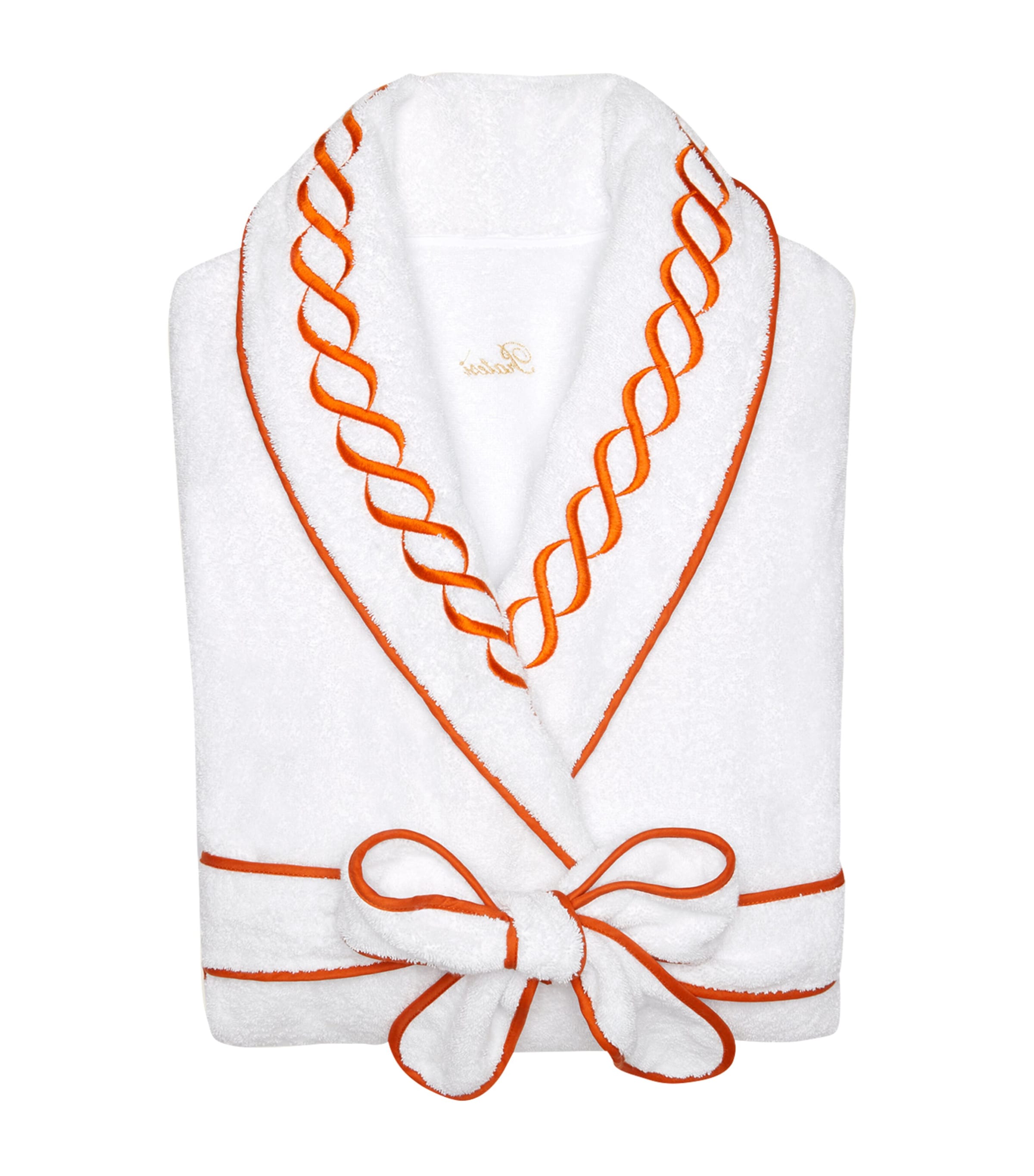 Cotton Treccia Bathrobe (Large) WHITE/ORANGE Image 2