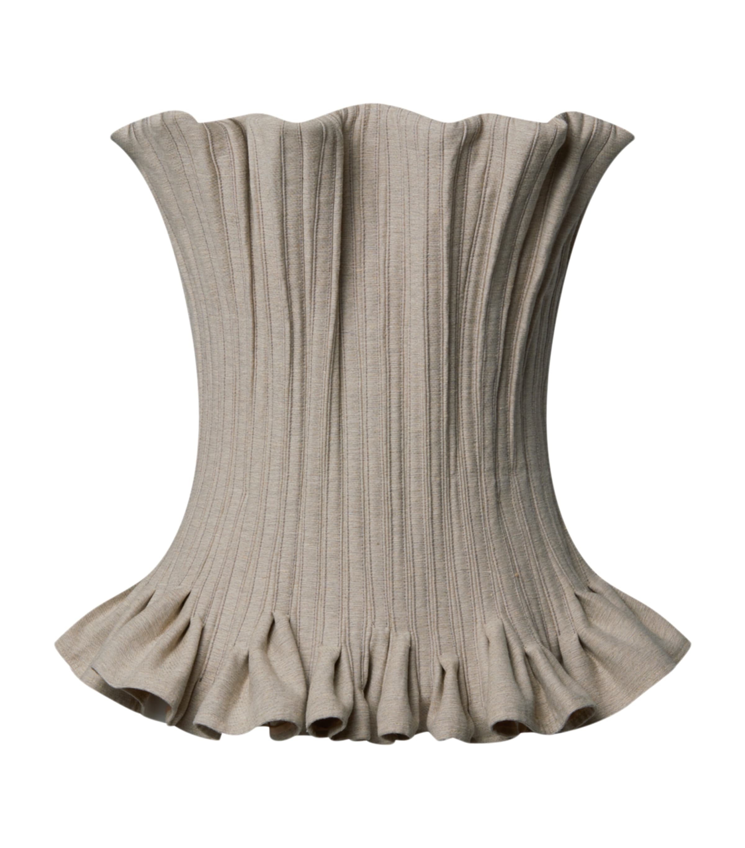 LOUIS VUITTON Womens Silk-Blend Ruched Corset Top Taupe Image 1