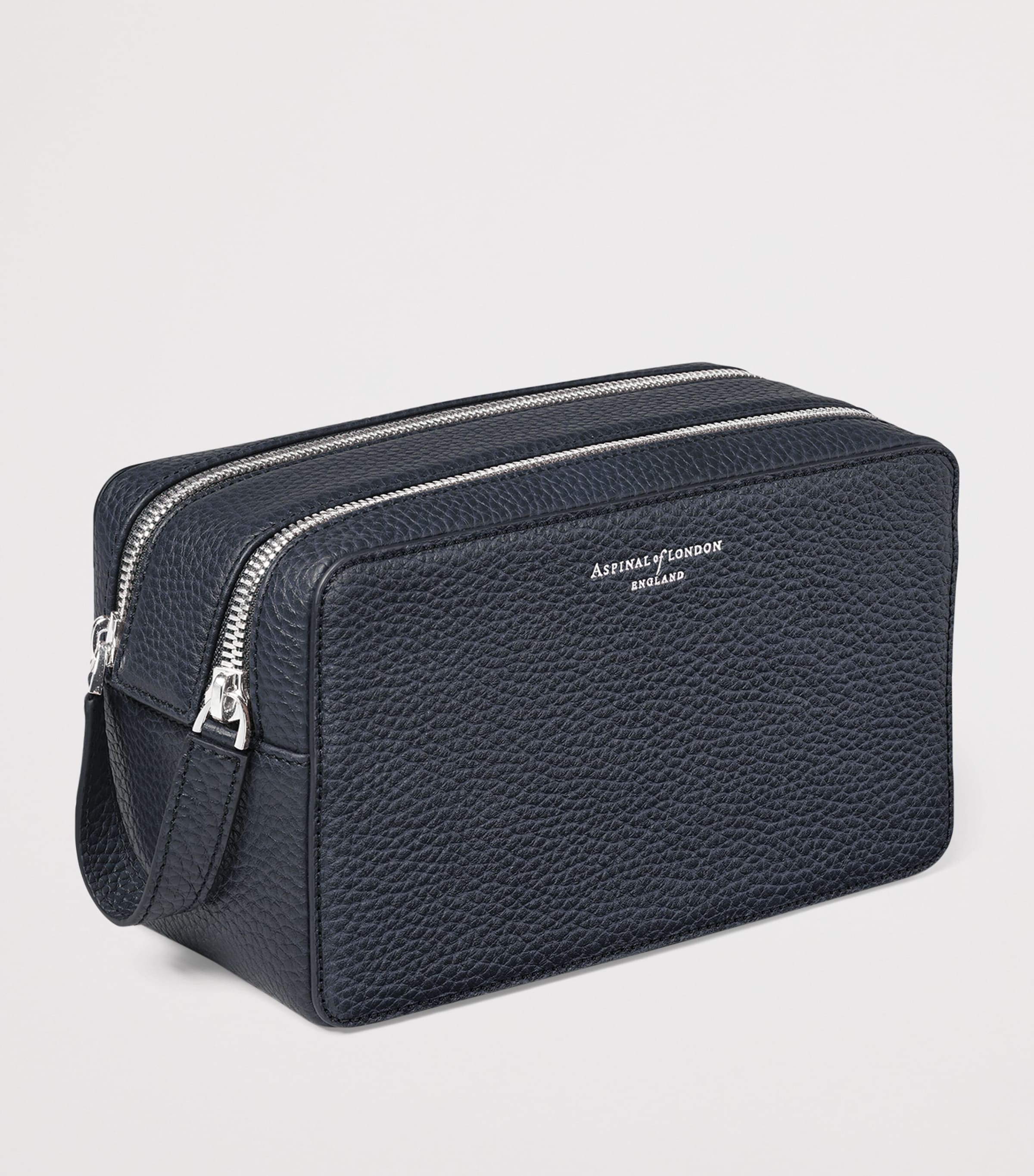 Leather Mount Street Toiletries Bag NAVY Image 1