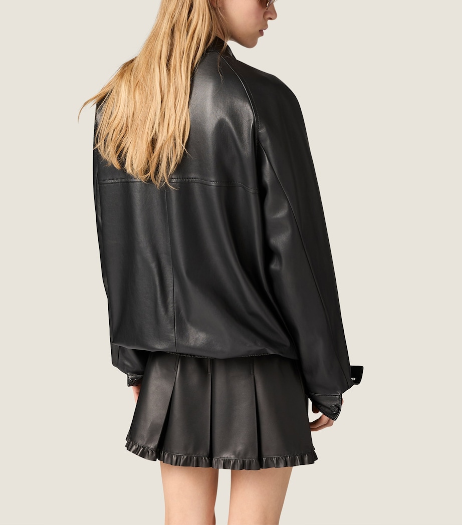 Miu Miu Womens Nappa Leather Blouson Jacket Black Image 3