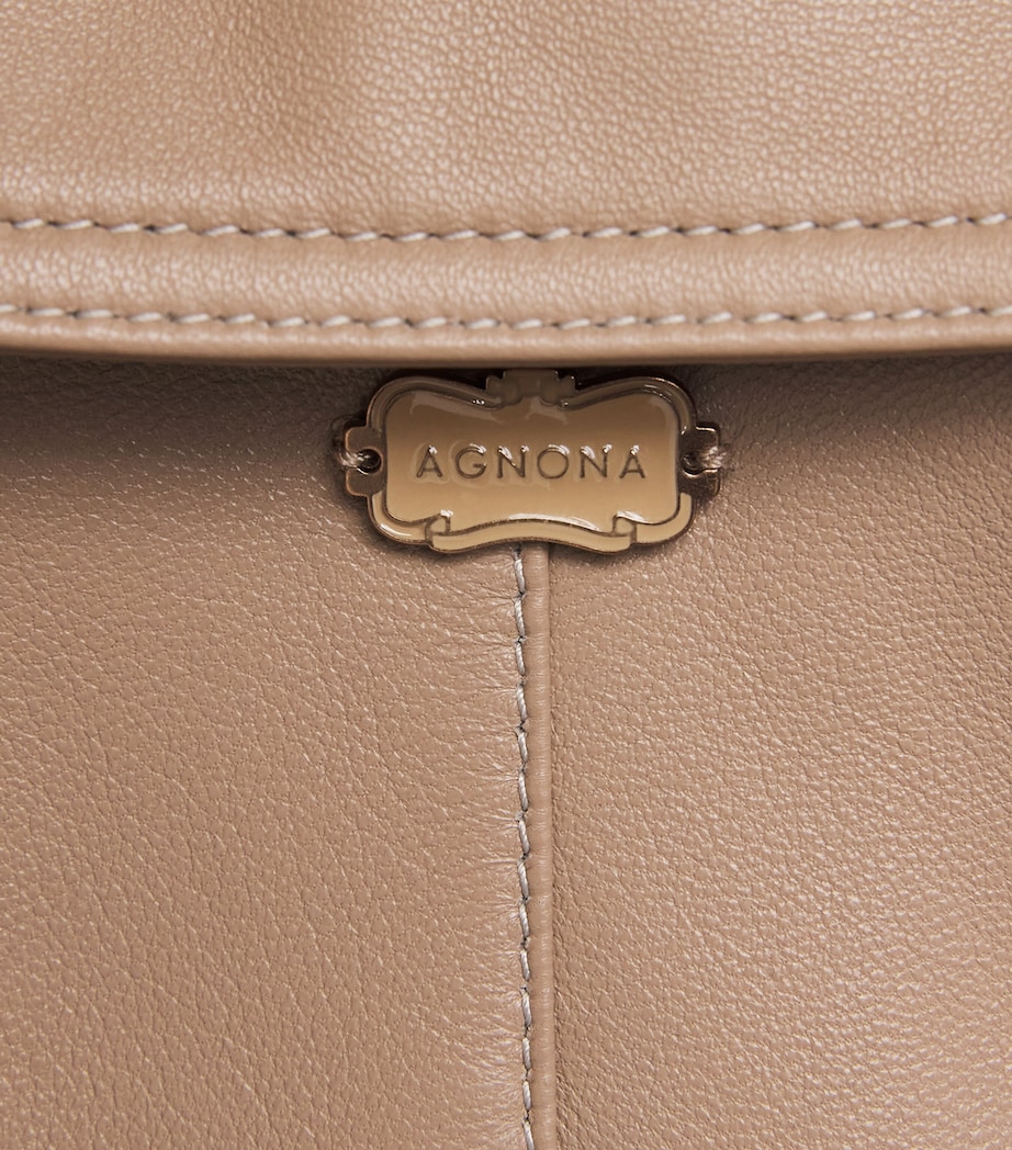 Agnona Womens Lambskin Cropped Leather Jacket Beige Image 6