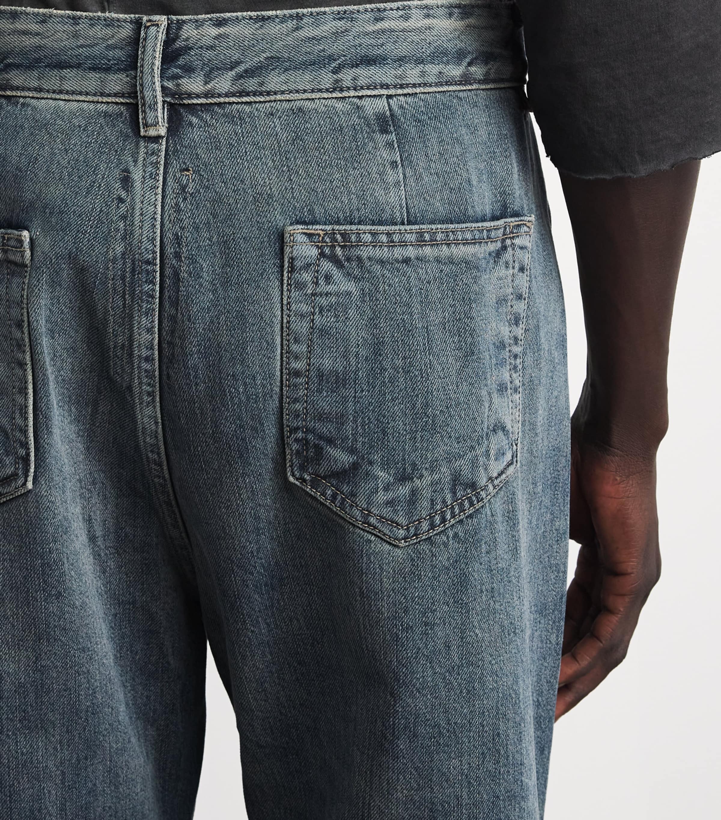 Rick Owens Mens Geth Wide-Leg Jeans Mineral Indigo Image 3