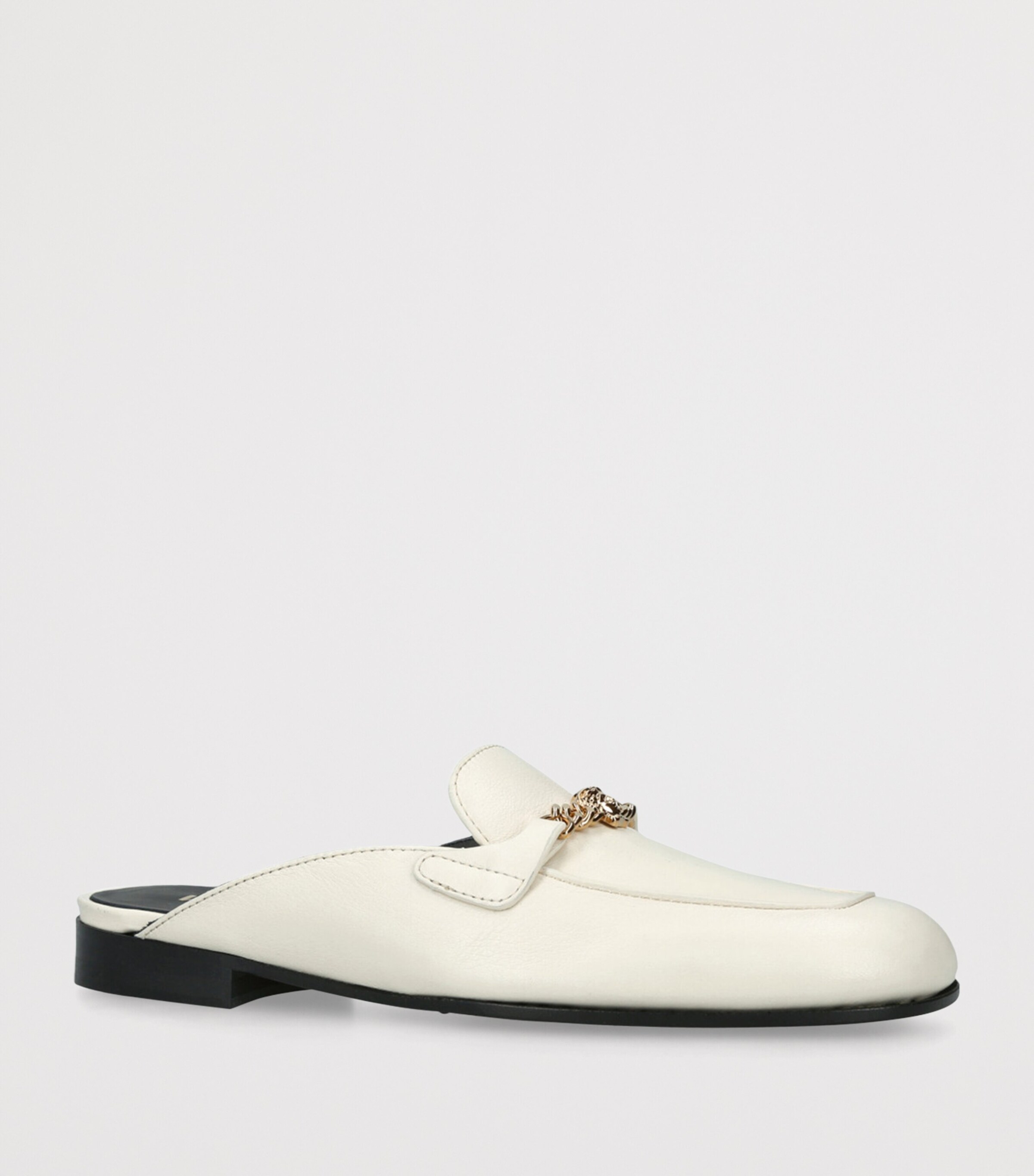 Versace Leather Chain Sabot Mules White Image 3