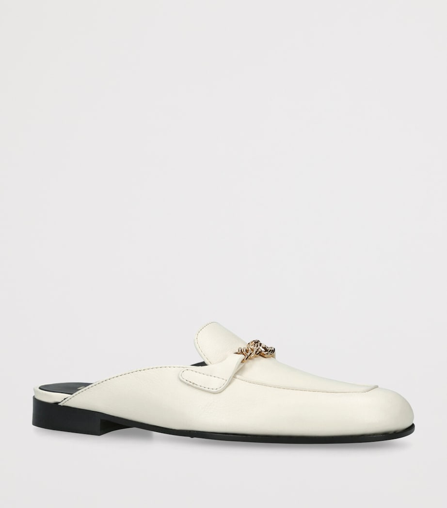Versace Leather Chain Sabot Mules White Image 3