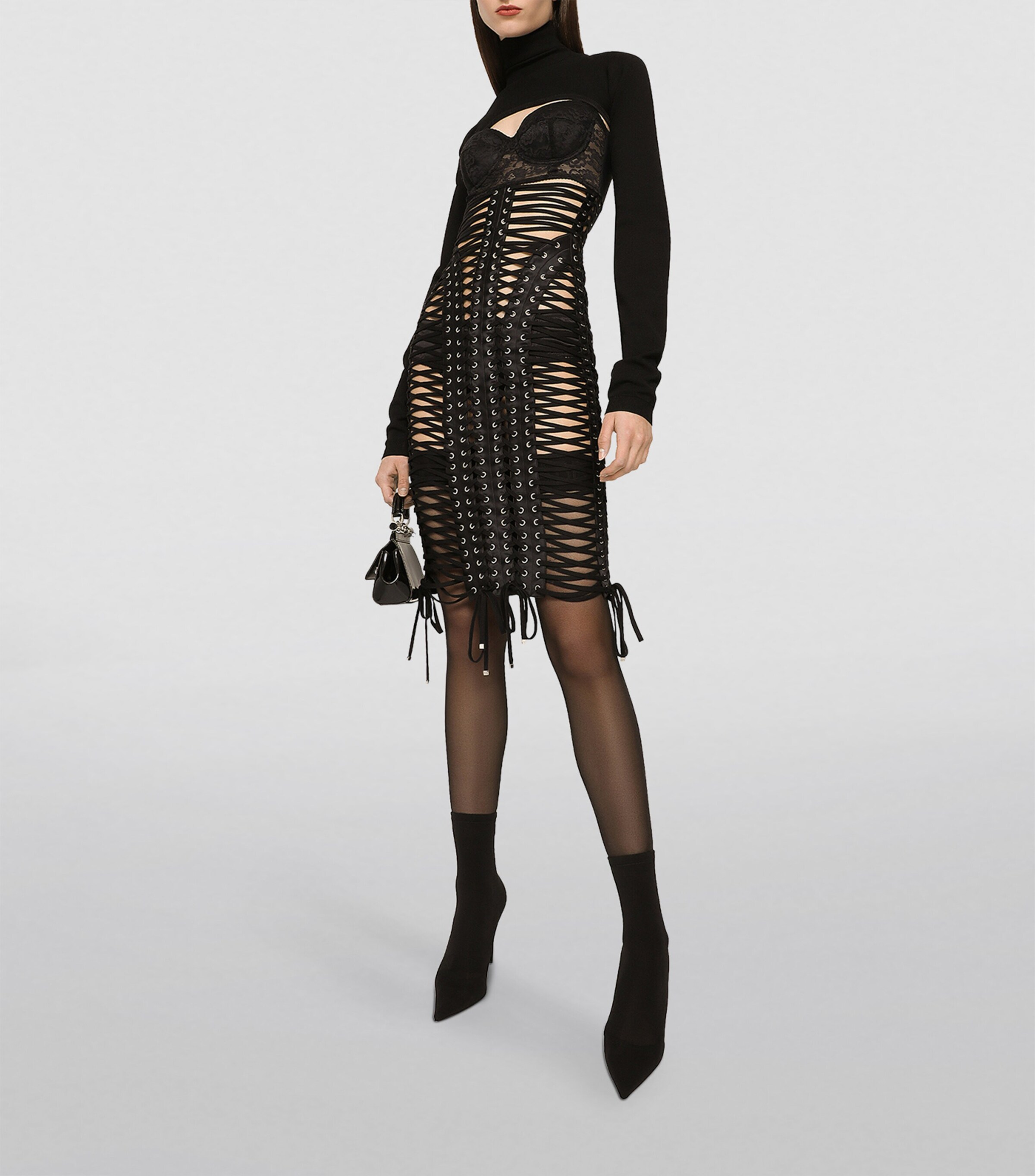 【送料&関税込】Dolce & Gabbana X Kim Kardashian Lace Mi Dolce & Gabbana KIM DOLCE&GABBANA Lace-Up Midi Dress