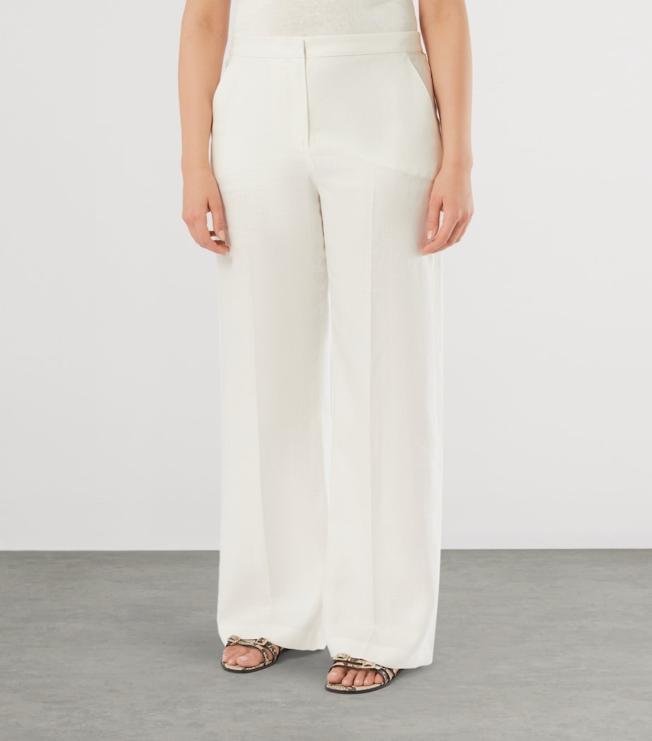 Marina Rinaldi Womens Linen Straight Trousers White Image 3