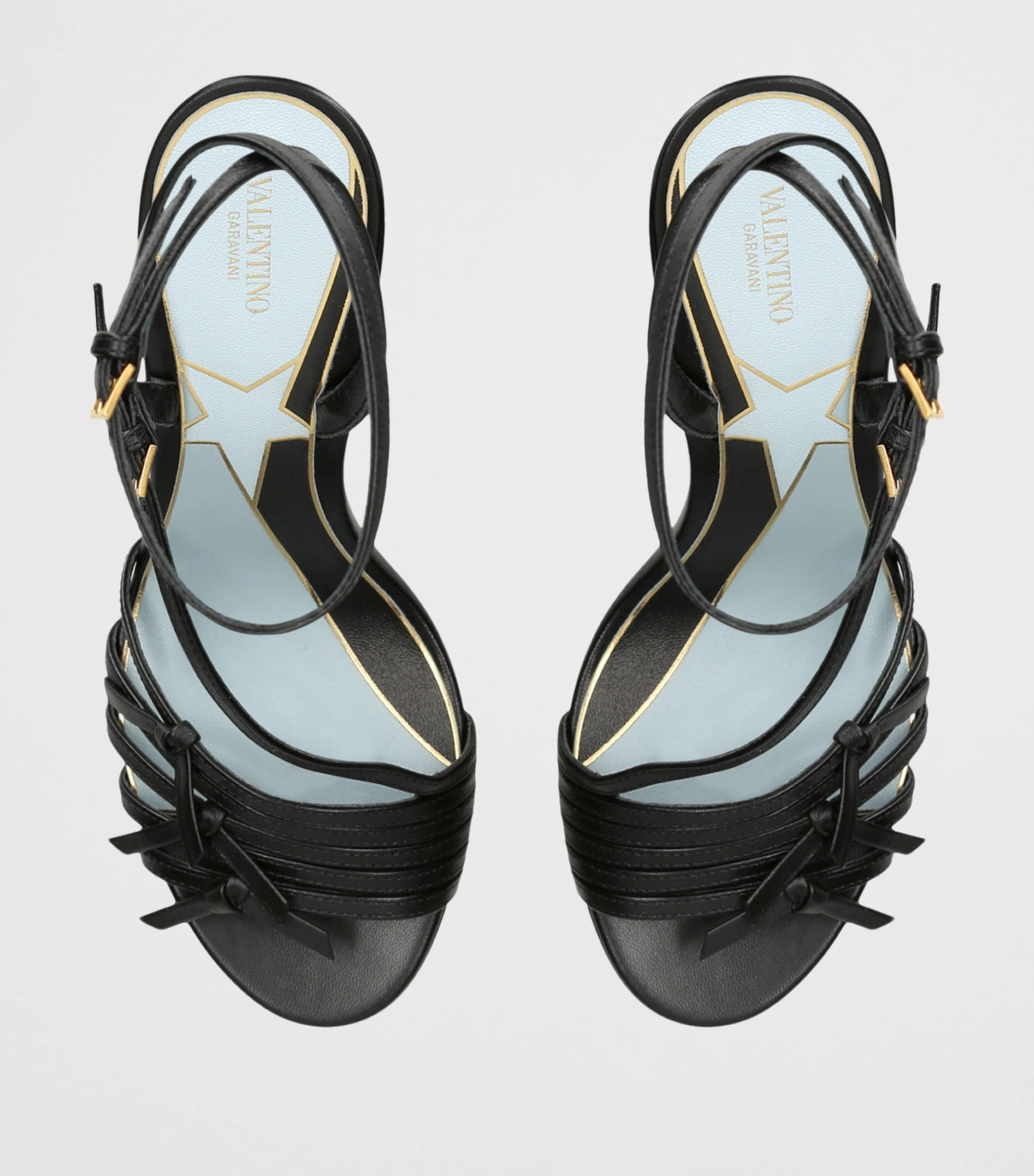 Leather Nodine Heeled Sandals 100 BLACK Image 4