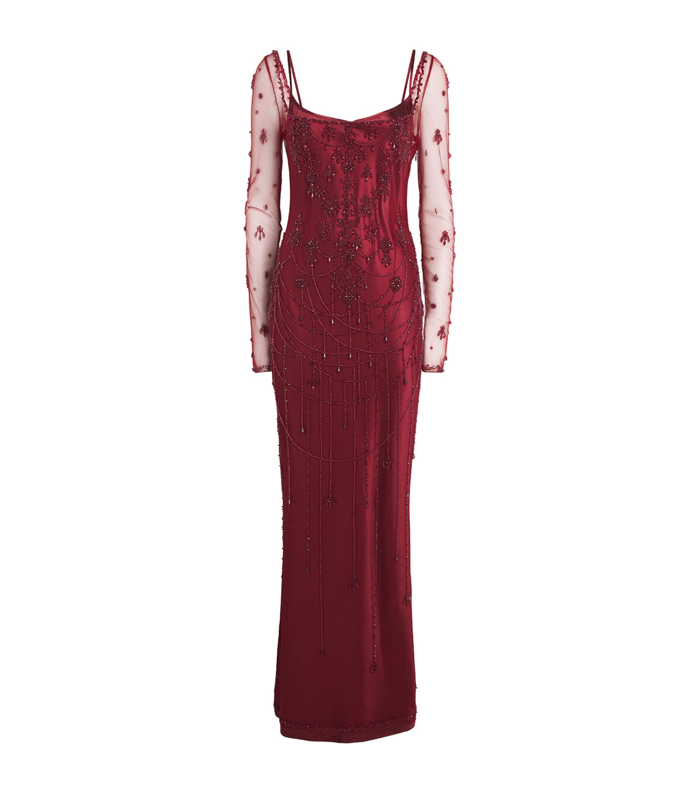 Clio Peppiatt Embellished Chandelier Gown In Burgundy