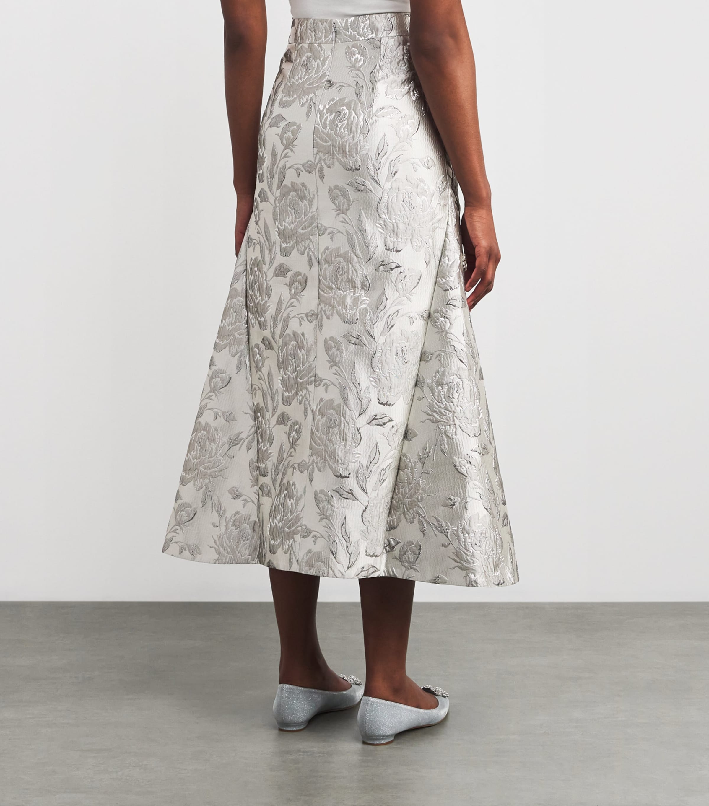 Jacquard Vicky Midi Skirt SILVER Image 4