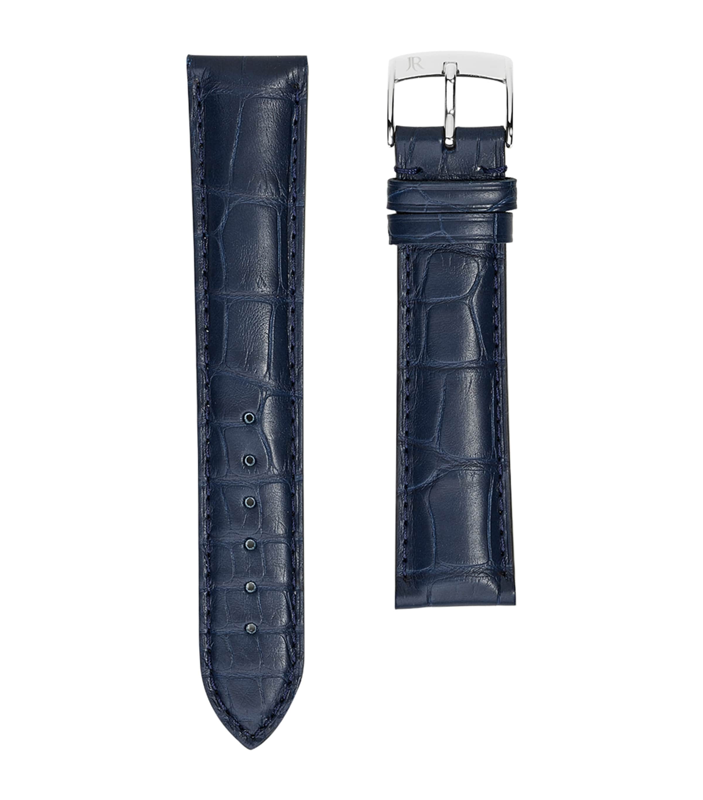Jean Rousseau Alligator Classic 3.5 Watch Strap In Blue