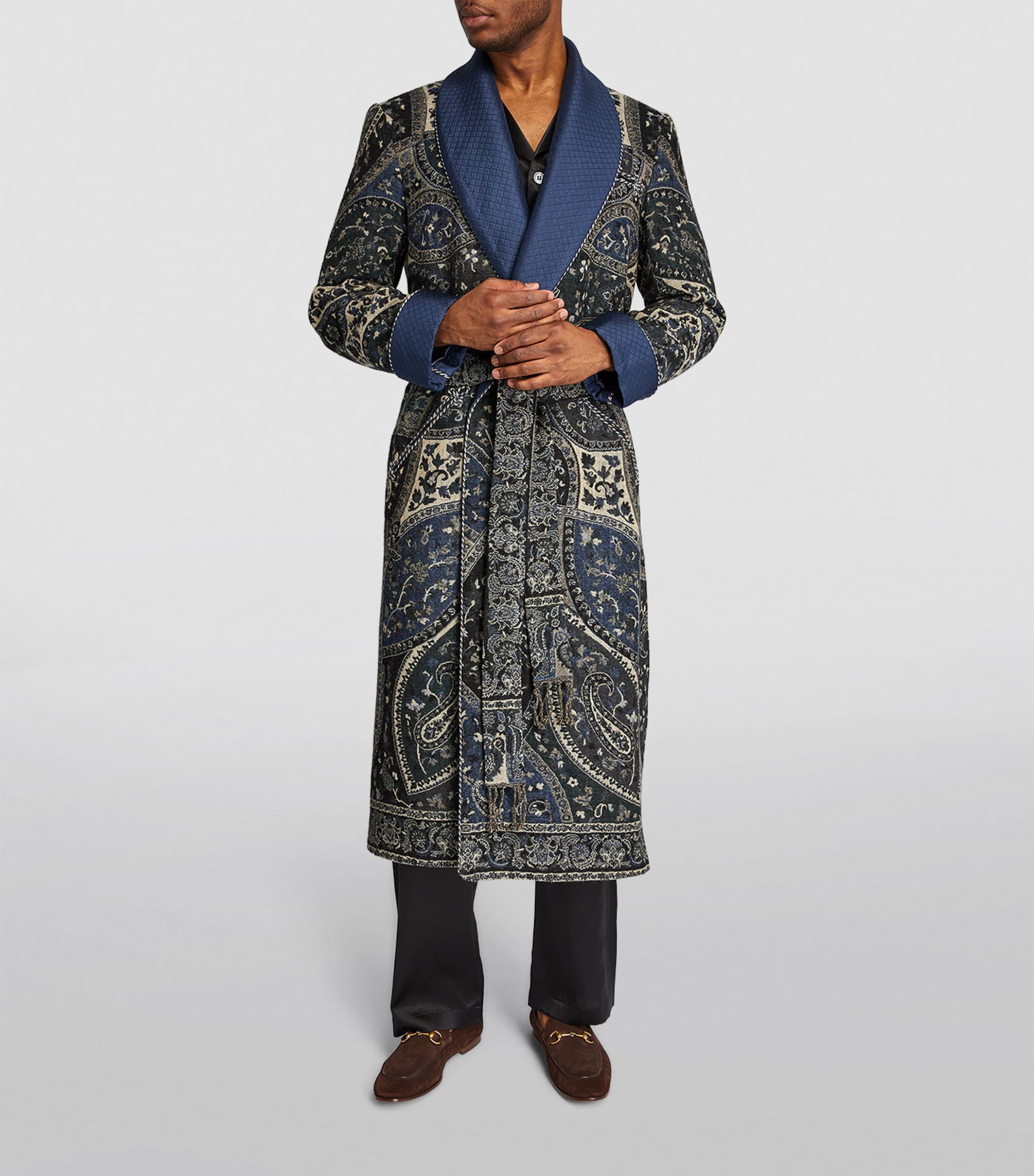 Paisley Jacquard Dressing Gown GREY BLUE Image 2