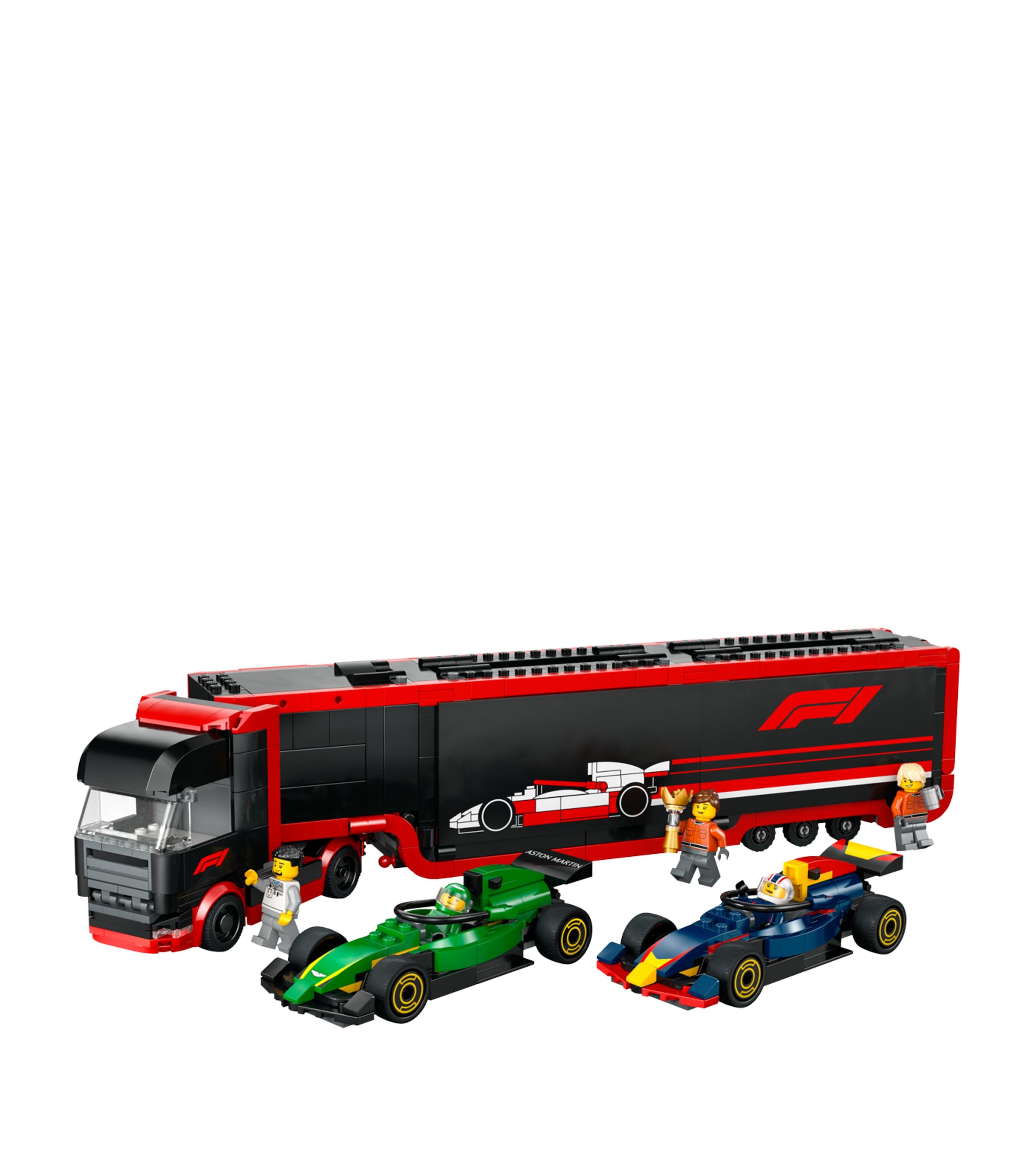 LEGO F1 TRUCK WITH RB20 & AMR24 F1 CARS 60445