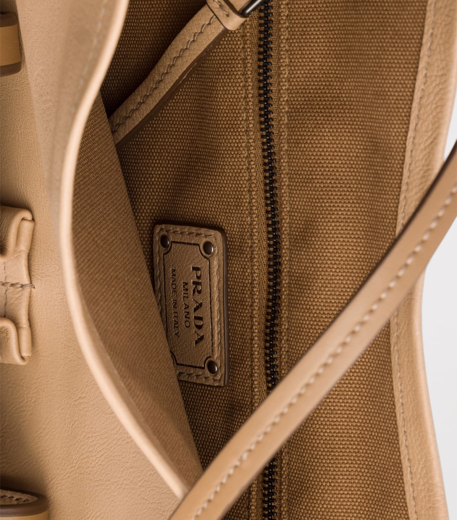 Prada Large Leather Route Shoulder Bag Neutral Image 4
