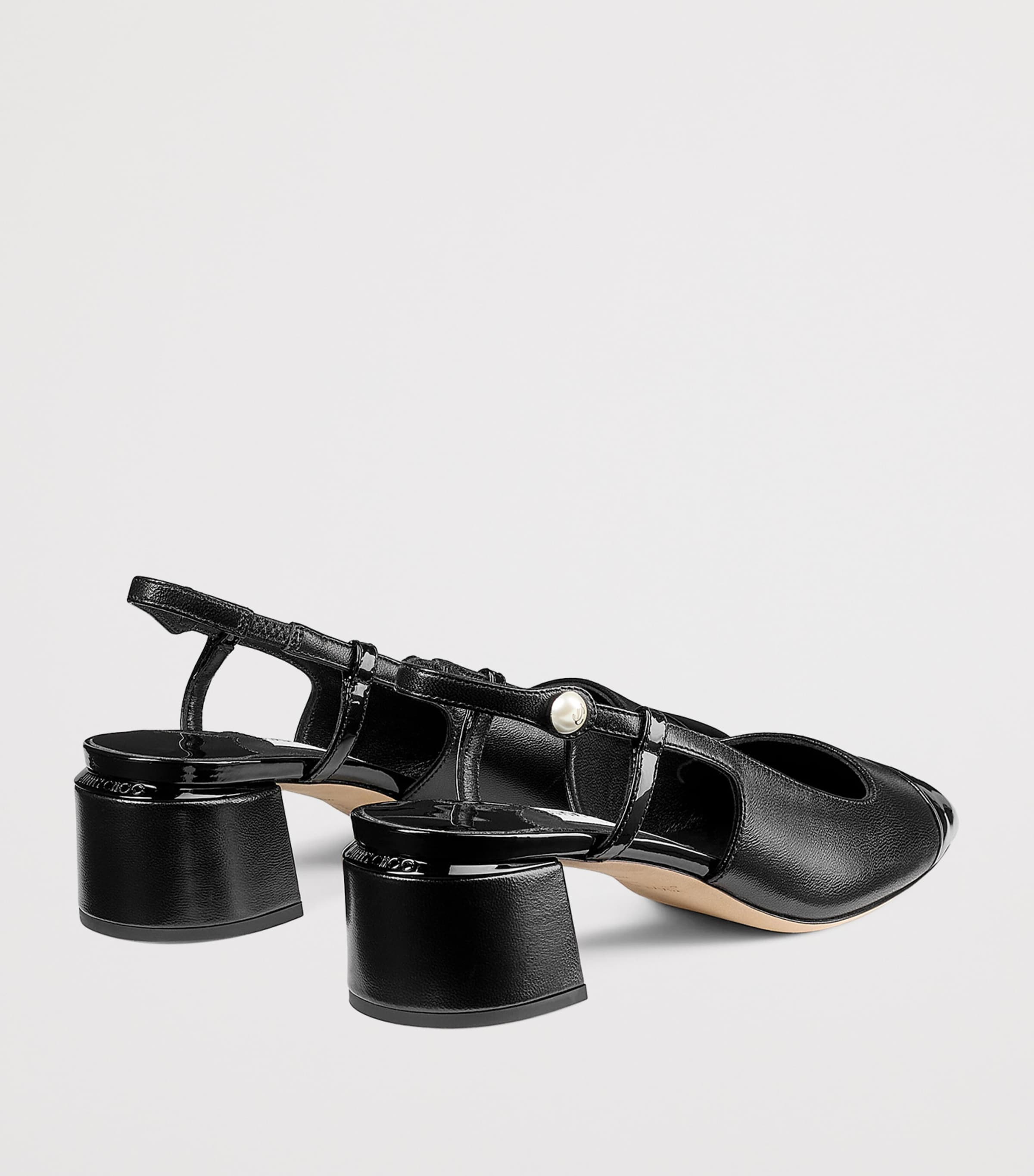 Elisa 45 Leather Slingback Pumps BLACK/BLACK Image 4