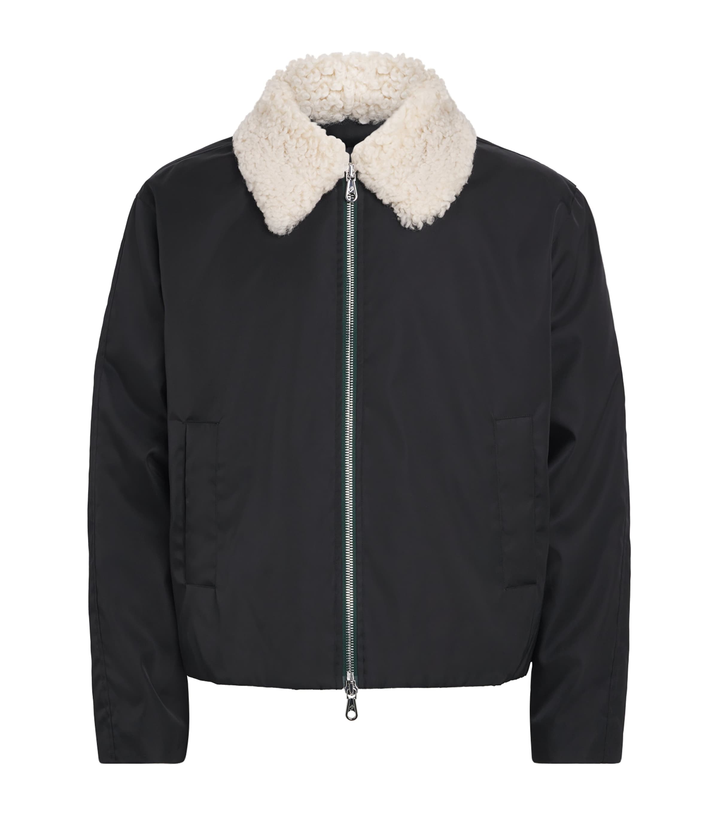 Faux Fur-Collar Bomber Jacket BLACK 000 Image 1
