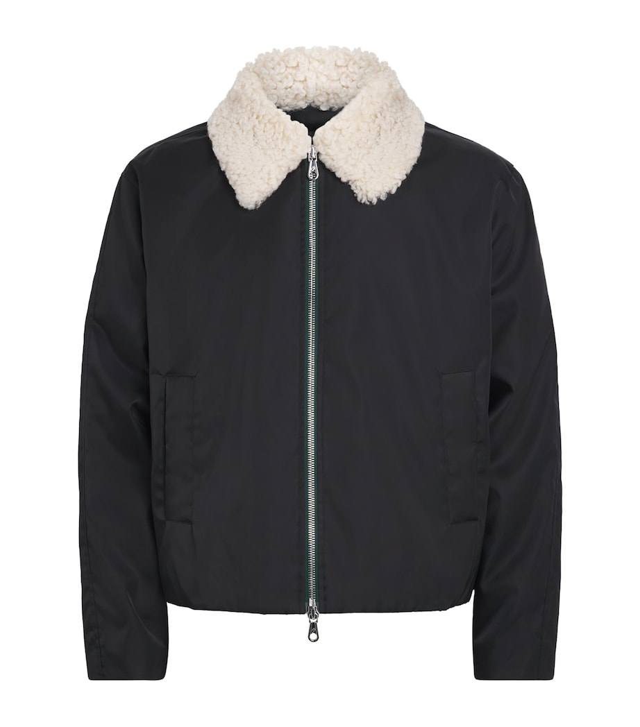 Faux Fur-Collar Bomber Jacket BLACK 000 Image 1