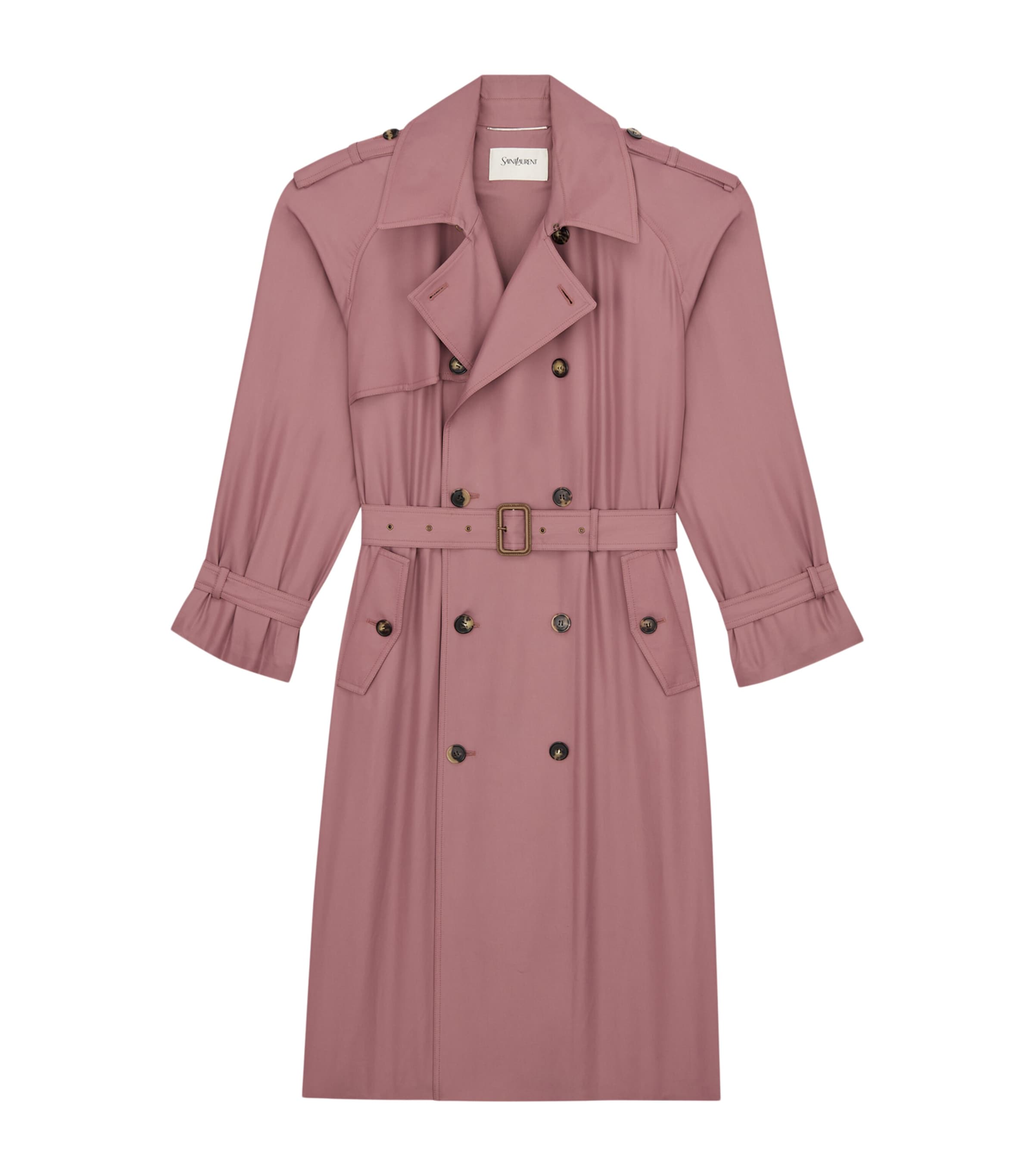 Saint Laurent Mens Satin Double-Breasted Trench Coat Image 2