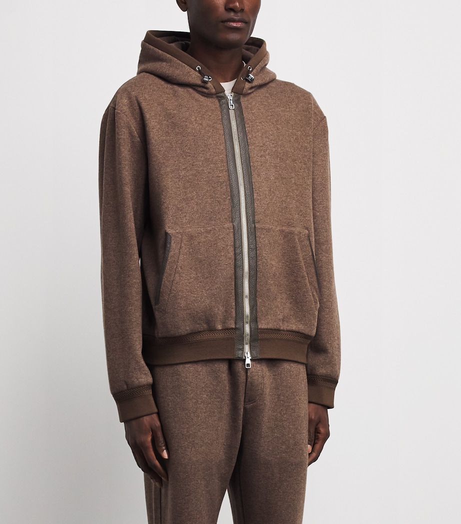Brett Johnson Mens Cashmere-Blend Zip-Up Hoodie Chestnut Image 4