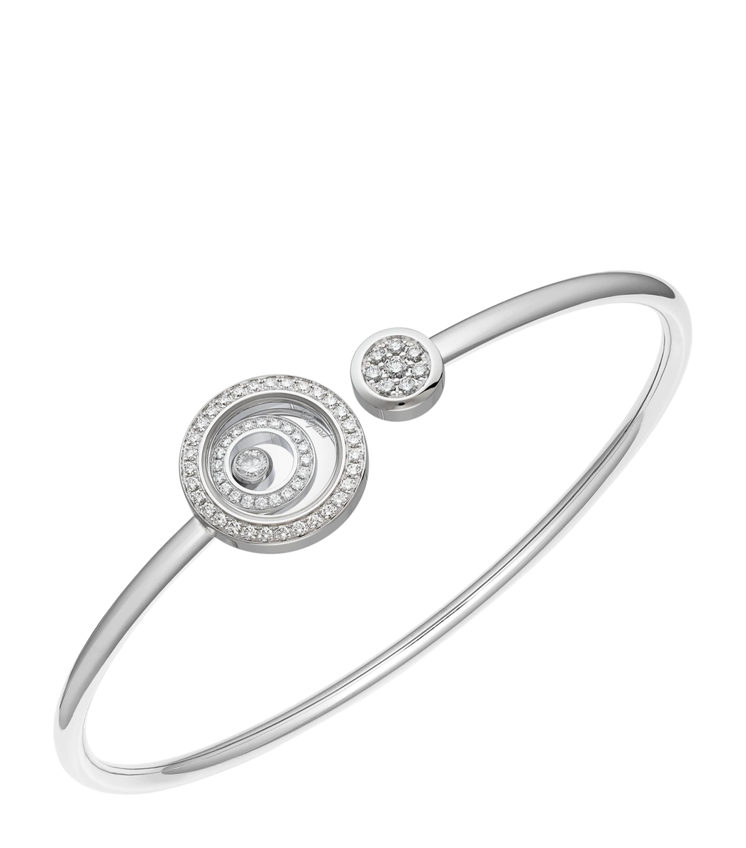 Chopard Small White Gold And Diamond Happy Spirit Bangle In Gold
