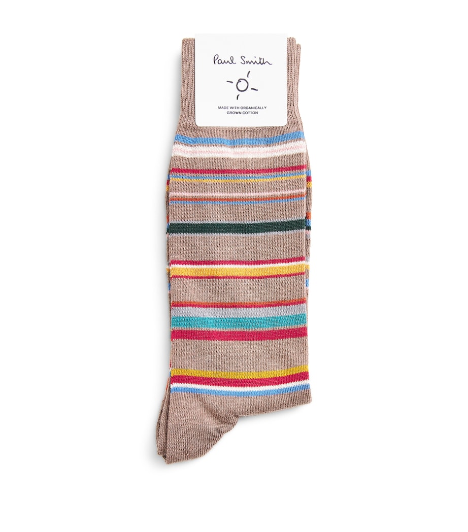 Cotton-Blend Marl Stripe Socks 62 BROWN Image 1