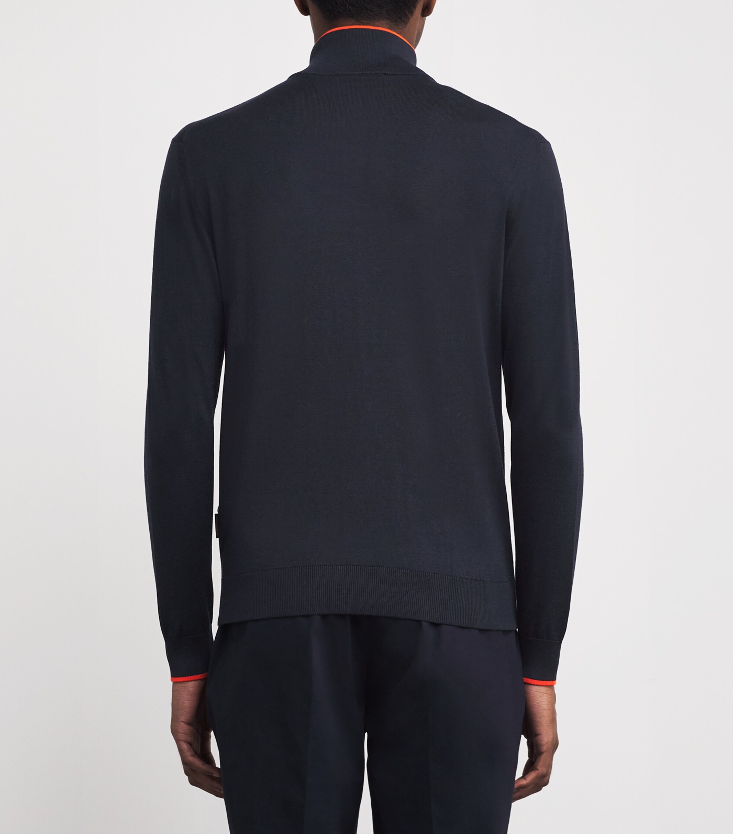 Moorer Mens Silk-Cotton Half-Zip Golf Sweater Navy/arancio Image 4