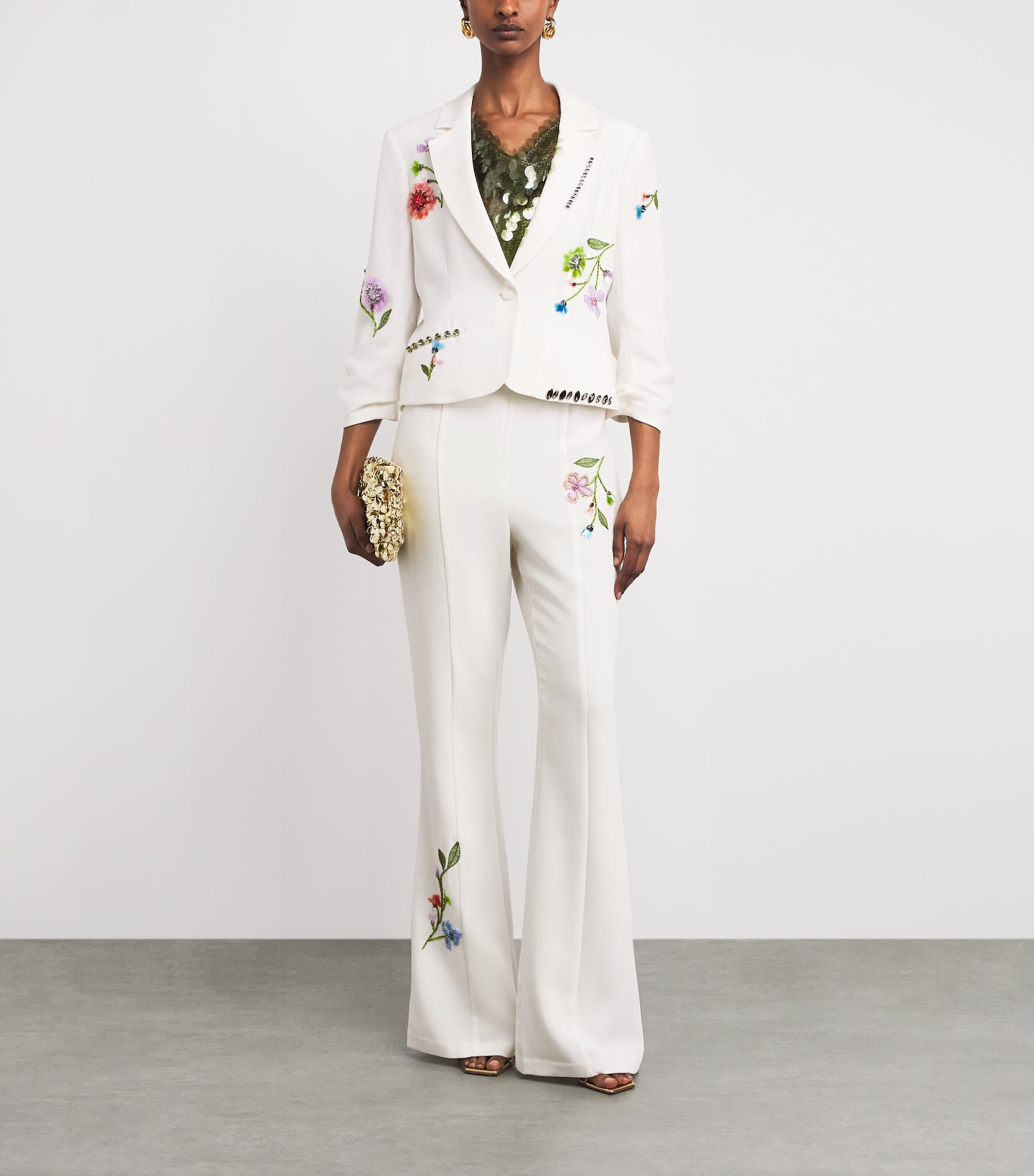 Cinq A Sept Womens Floral Vine Le Petit Khloe Blazer Ivory / Multi Image 2