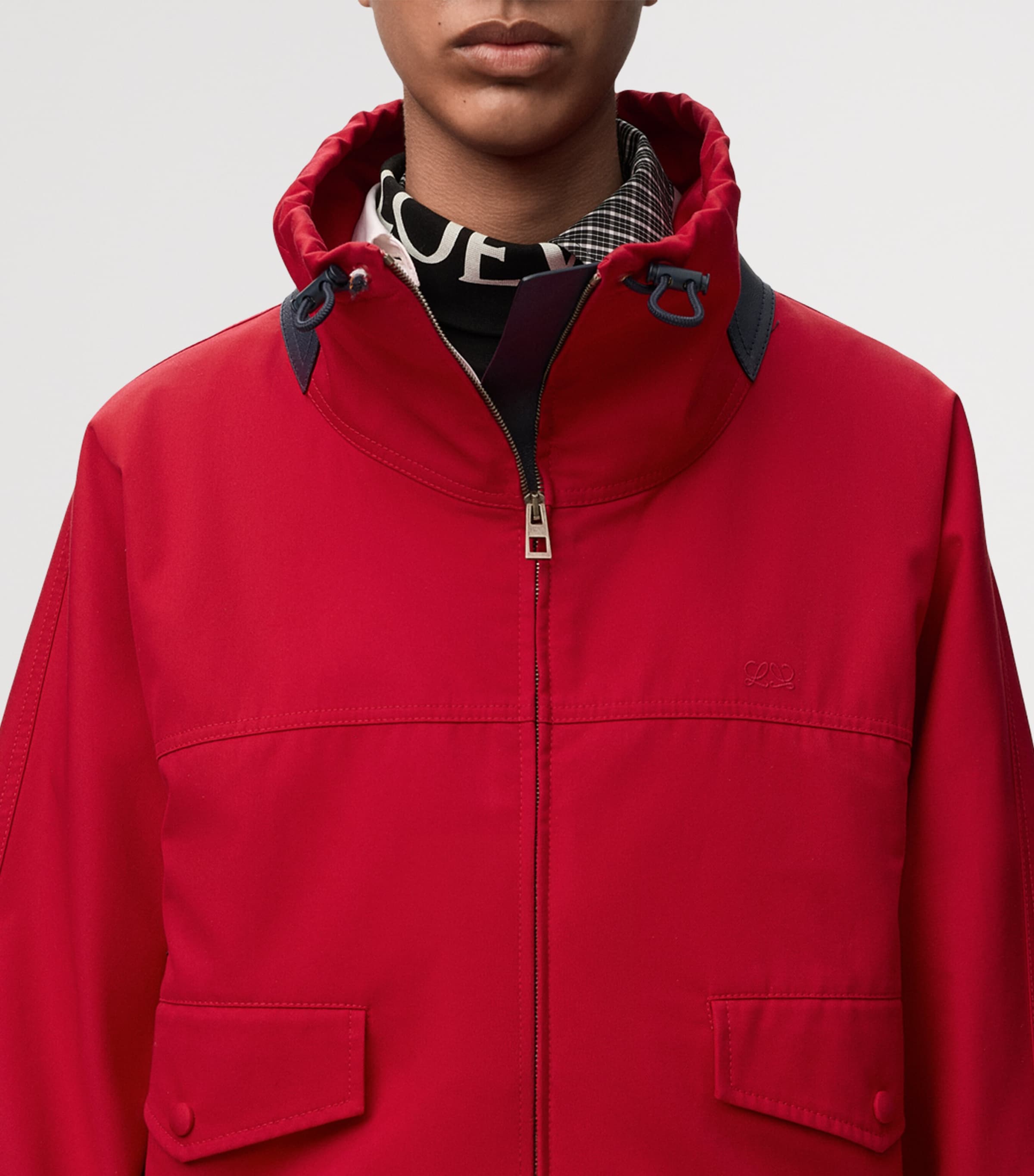 LOEWE Womens Cotton-Silk Bomber Jacket Red Image 5