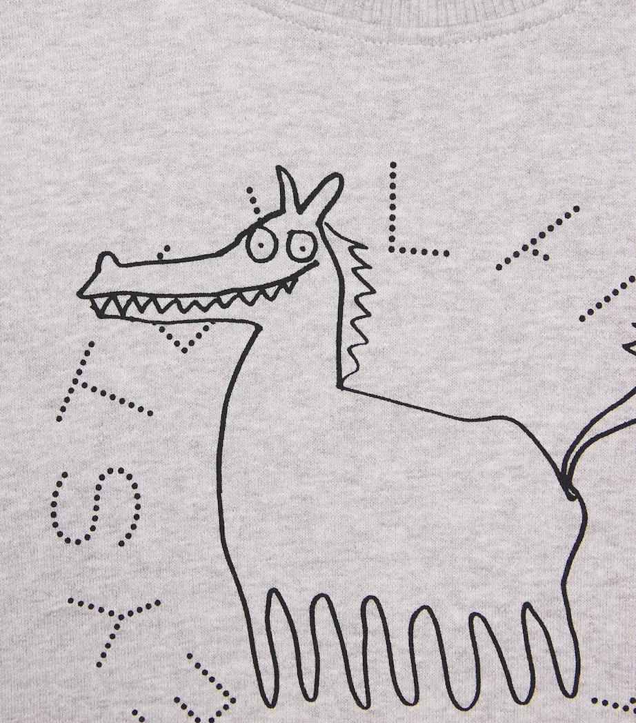 Stella McCartney Kids Cotton Logo Drawing Sweatshirt (2-14 Years) Grigio Medio Mel. Image 3