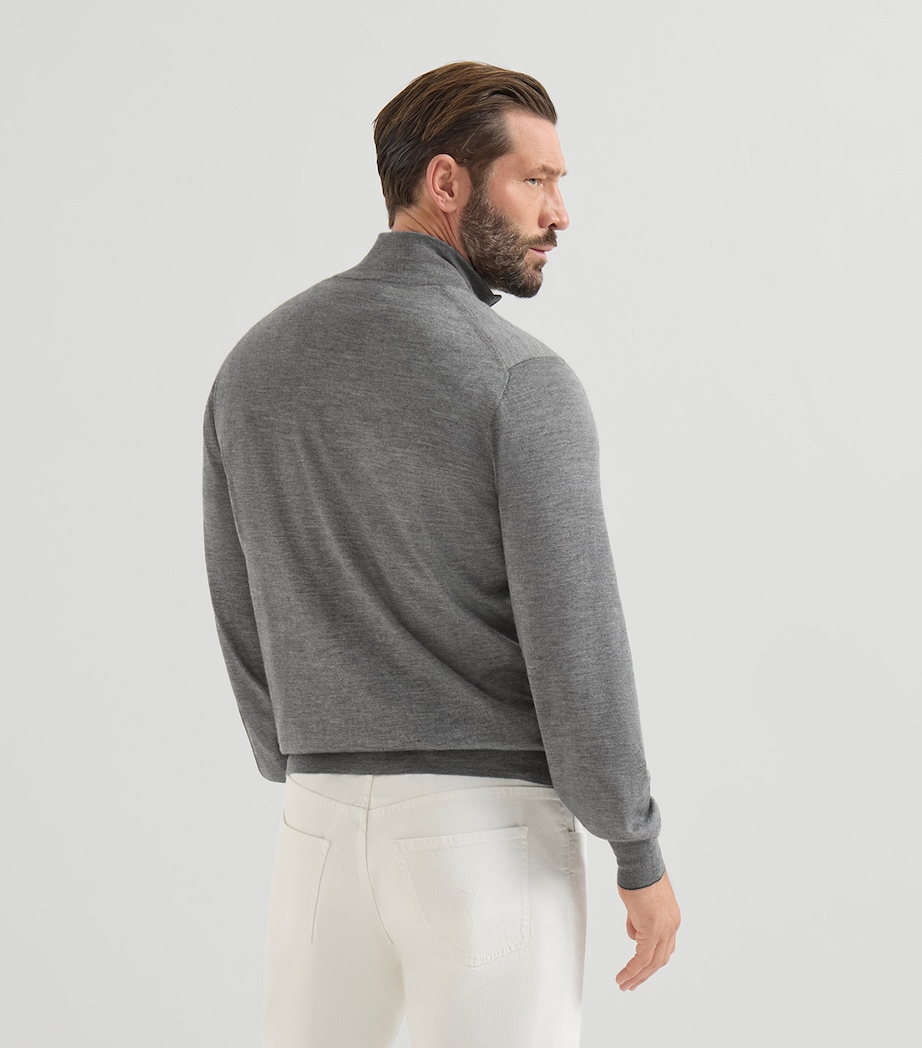 Brunello Cucinelli Mens Cashmere-Silk Zip-Up Cardigan Image 5