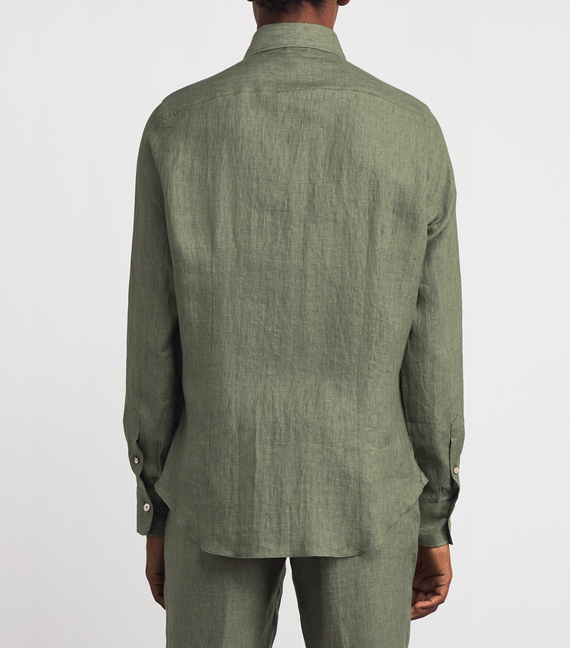 x Harrods Linen Long-Sleeve Shirt MILITARY GREEN Image 4
