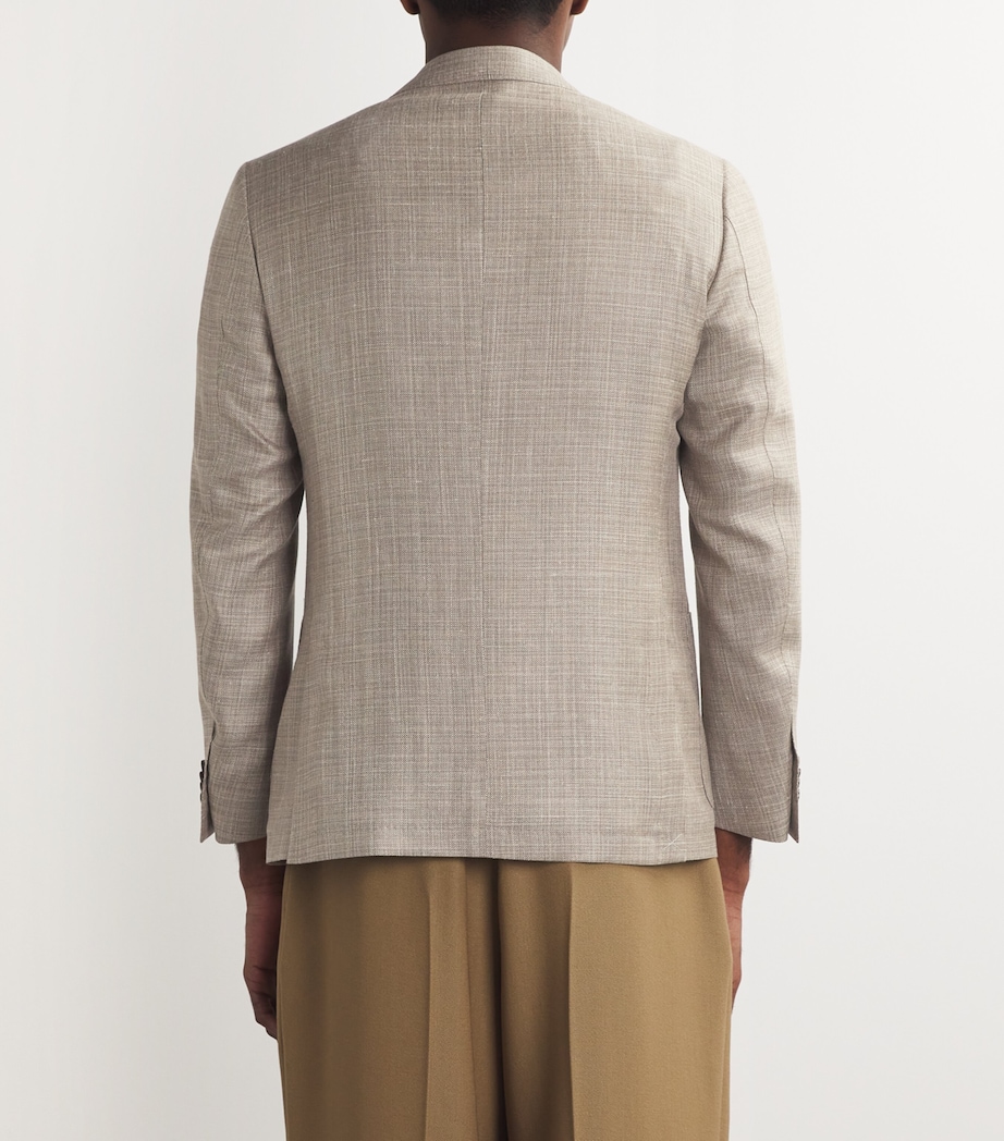 Wool-Linen-Silk Hopsack Blazer 036 NATURAL / BEIGE Image 4