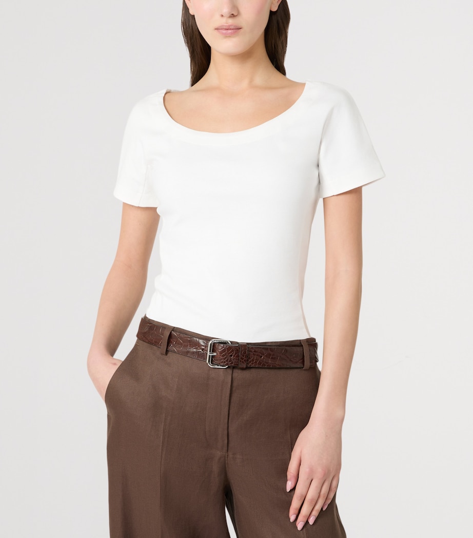 Weekend Max Mara Womens Cotton Fitted T-Shirt White Image 4