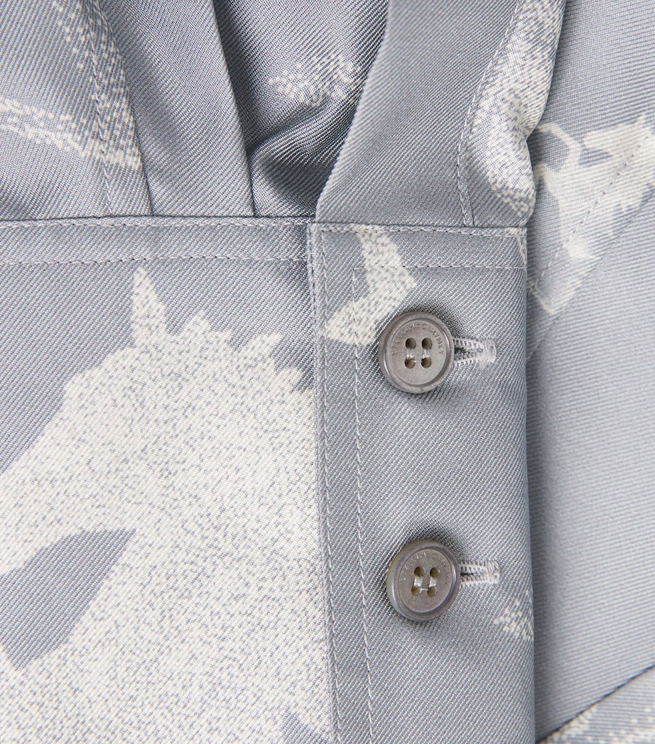Stella McCartney Womens Silk Unicorn Shirt Blue/cream Image 6