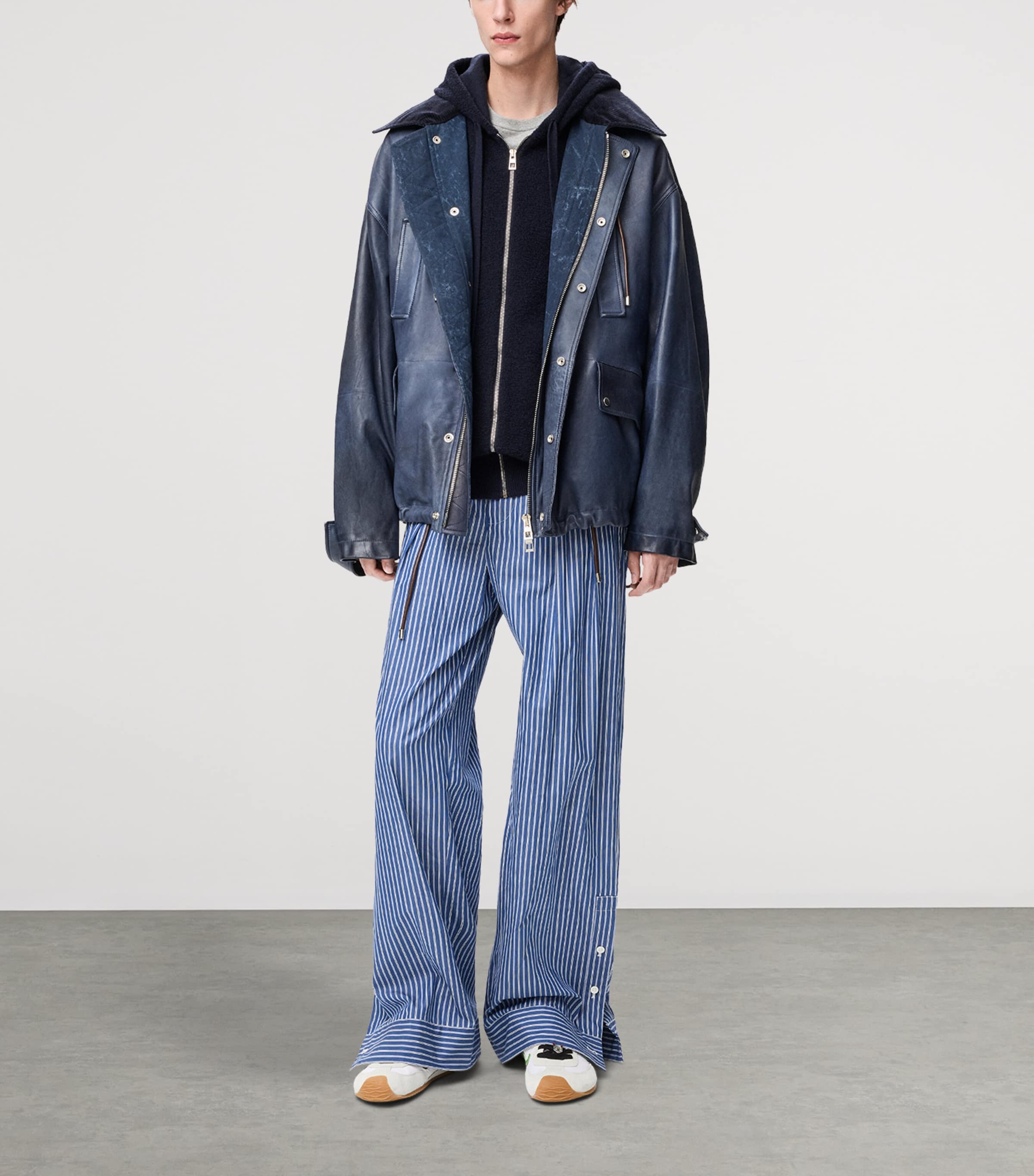 Wool-Blend Terry Anagram Hoodie NAVY BLUE Image 2