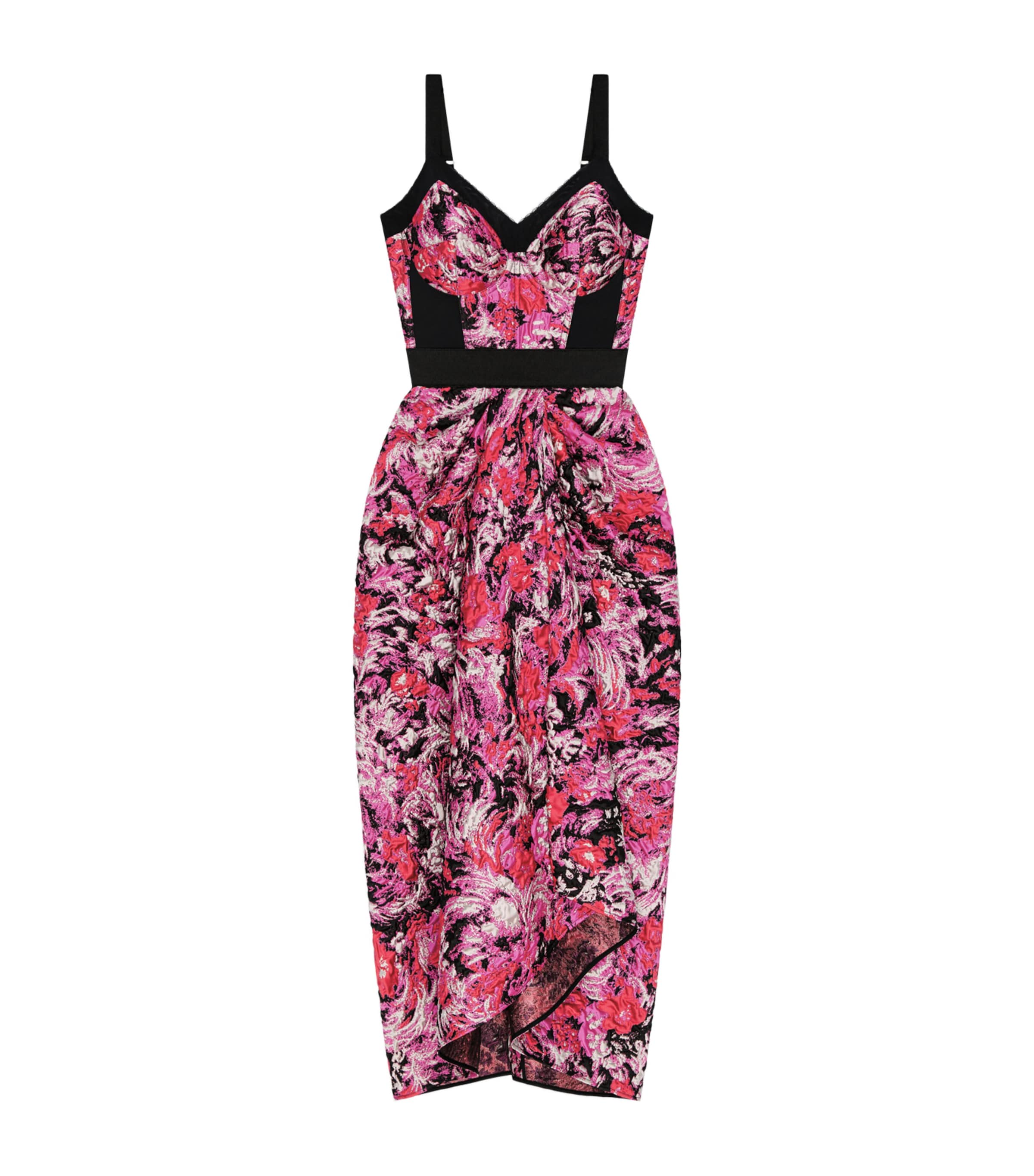 Draped Bustier Midi Dress RED/PINK Image 1