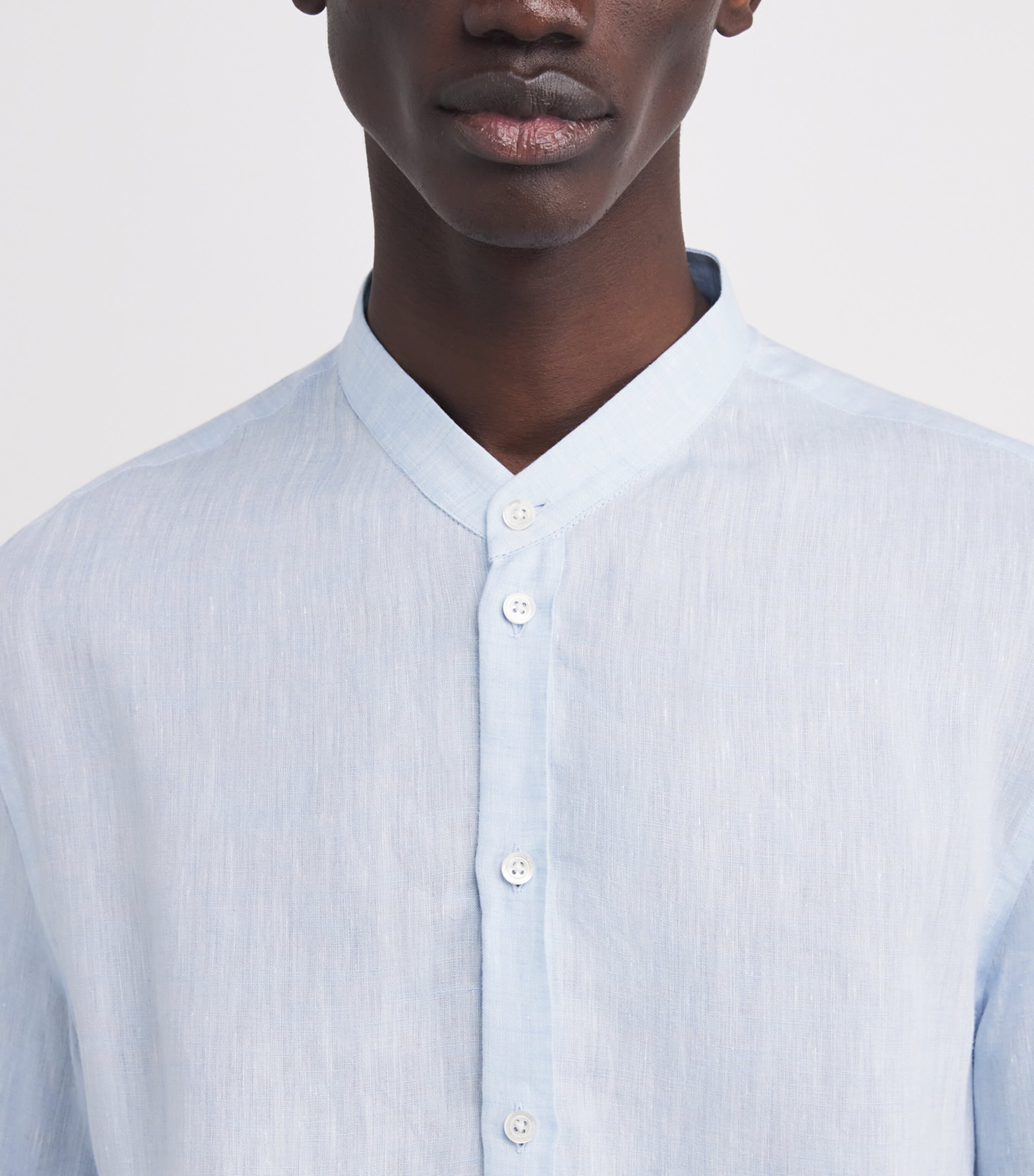 Linen Guru-Collar Shirt 700 Image 6