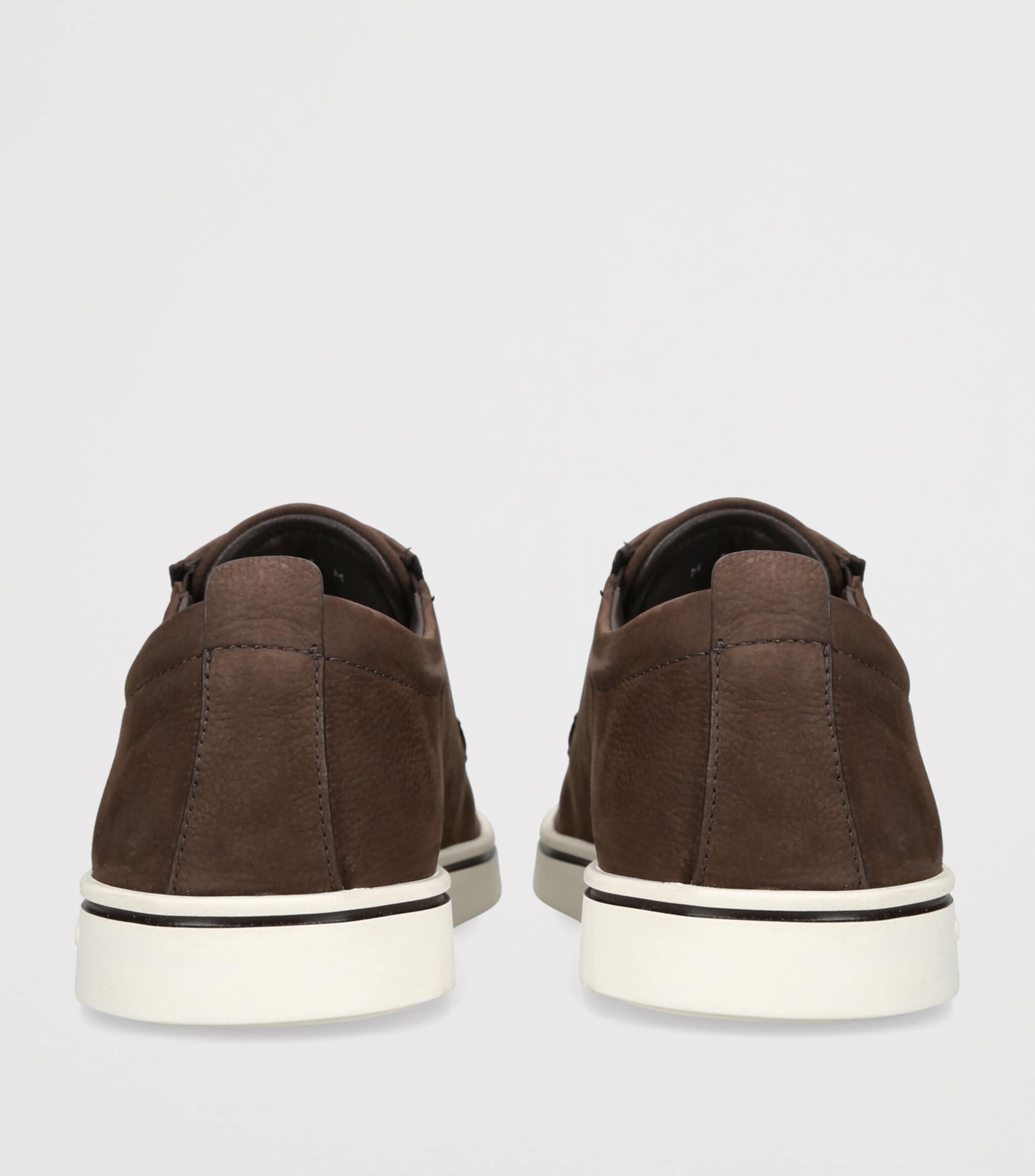 Salvatore Ferragamo Nubuck Leather Alfie Slip-On Sneakers Dark Brown Image 4