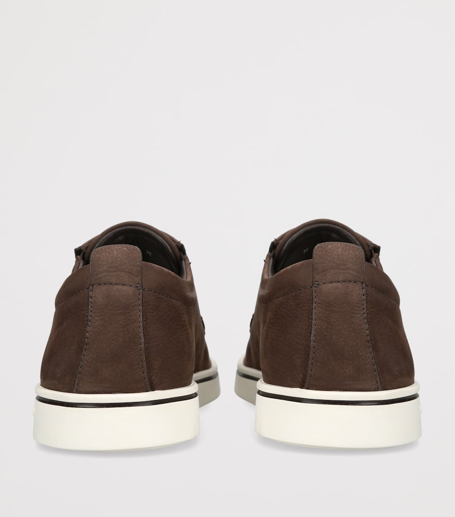 Salvatore Ferragamo Nubuck Leather Alfie Slip-On Sneakers Dark Brown Image 4