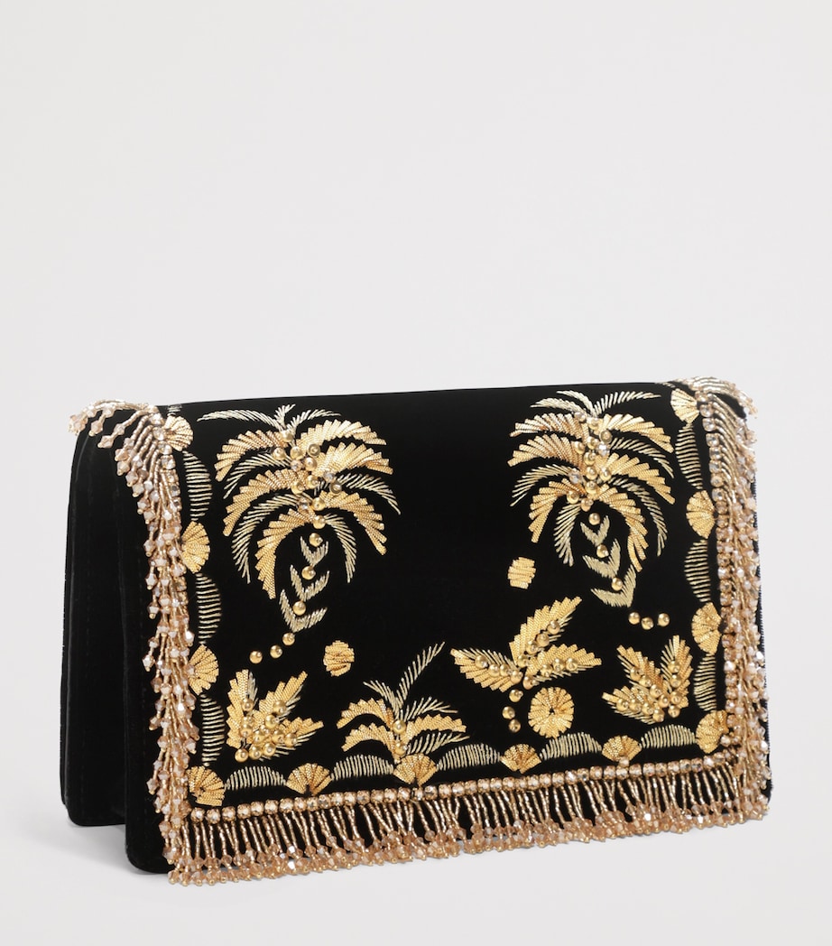 Velvet Embellished Bijoux Keyhole Clutch Bag 999 BLACK Image 3