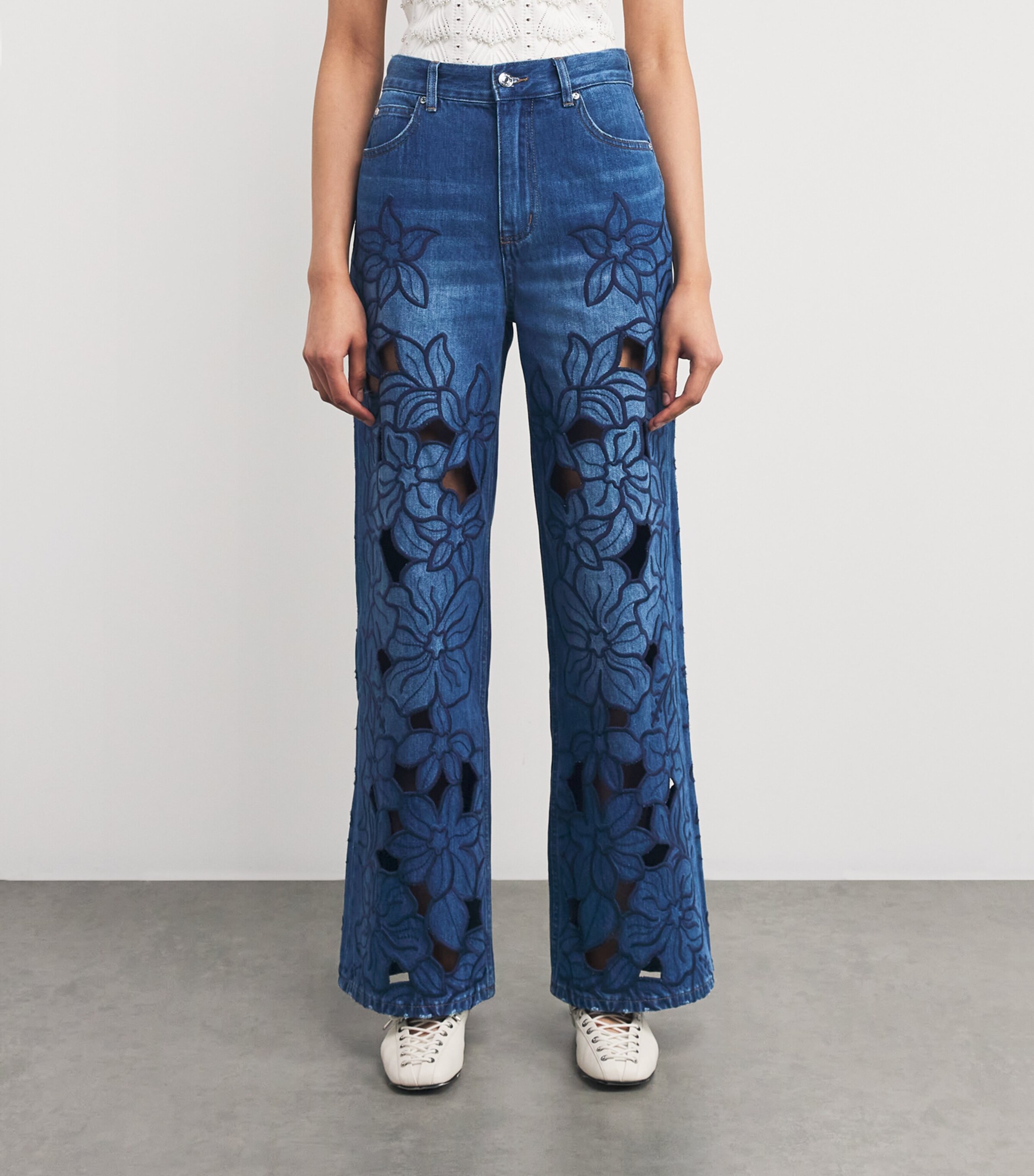 Sandro Paris Embroidered Wide-Leg Jeans Harrods PT