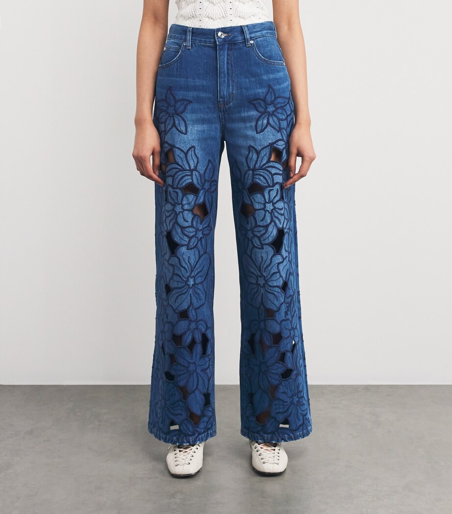 Sandro Paris Embroidered Wide-Leg Jeans Harrods PT