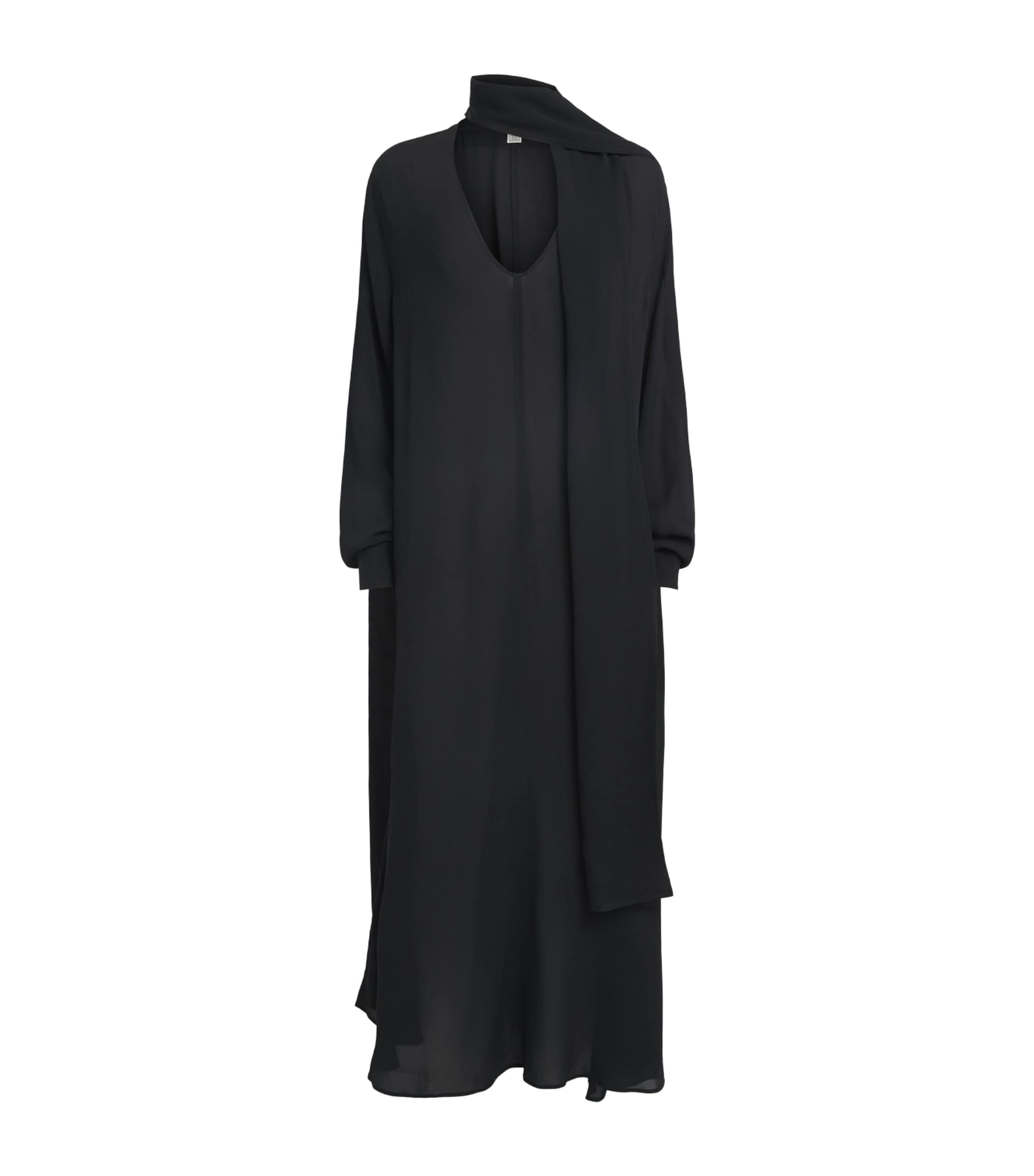 Toteme Womens Scoop-Neck Scarf Maxi Dress Black Image 1