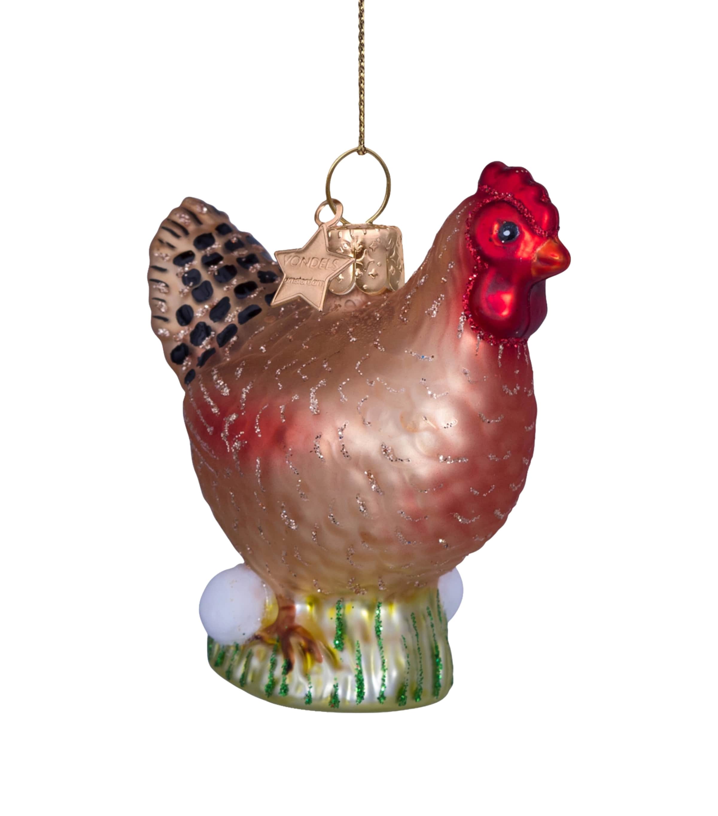 Harrods Glass Chicken Tree Decoration Brown Image 2