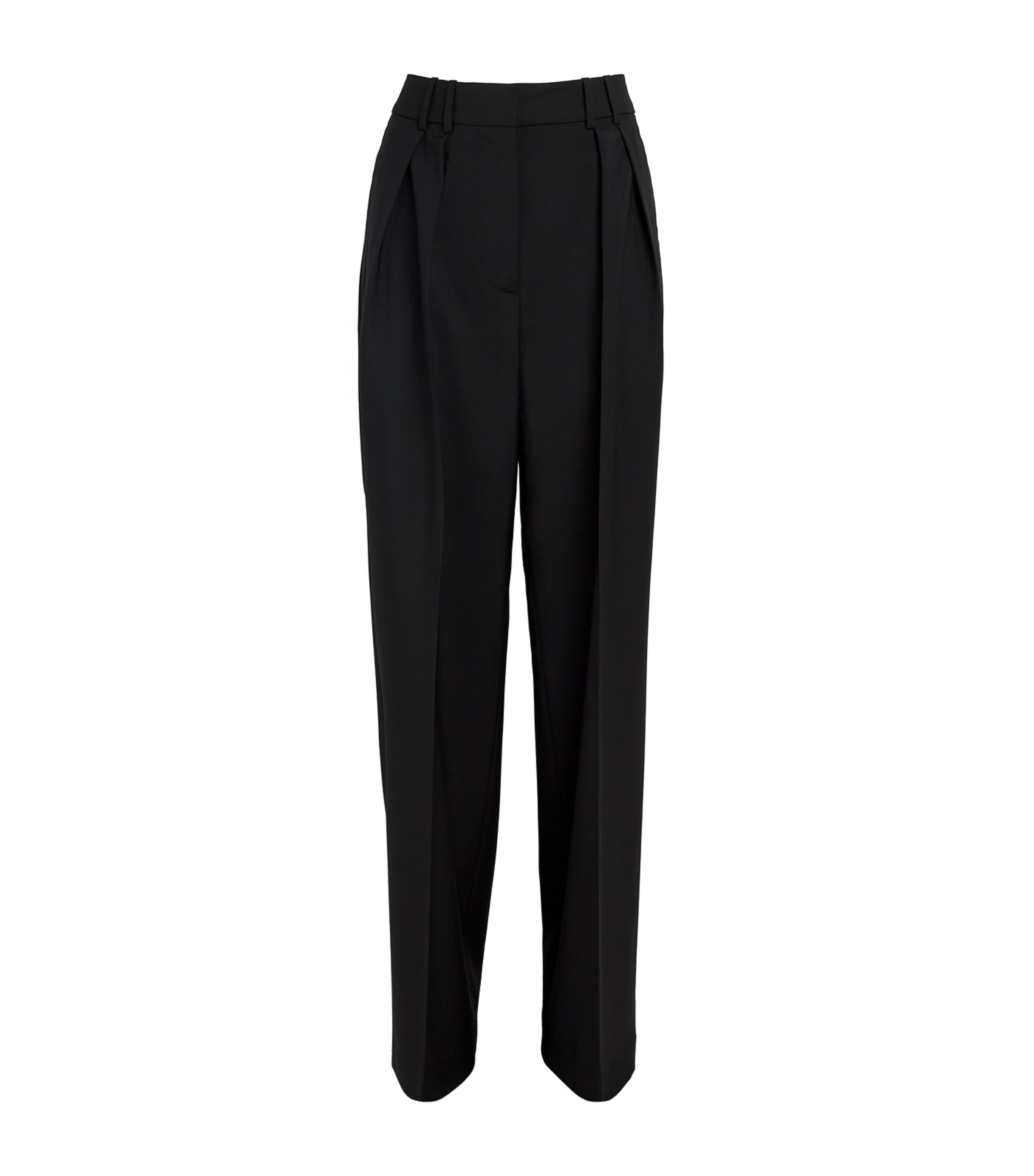 Rohe Wide-leg Double-pleated Trousers In Black